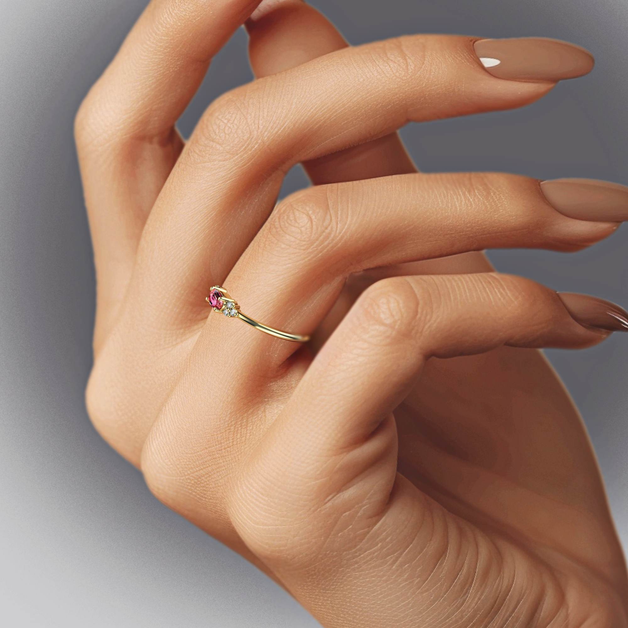 Bella ring - ring set with Bella rubies and diamonds