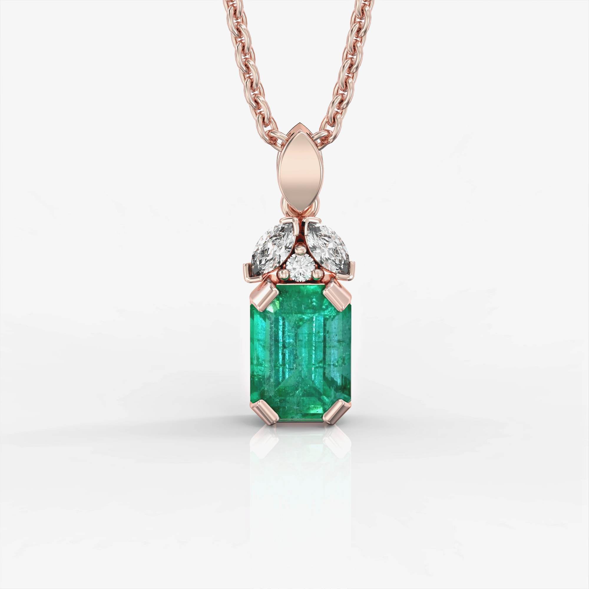 Capri necklace - pendant studded with emeralds and natural diamonds