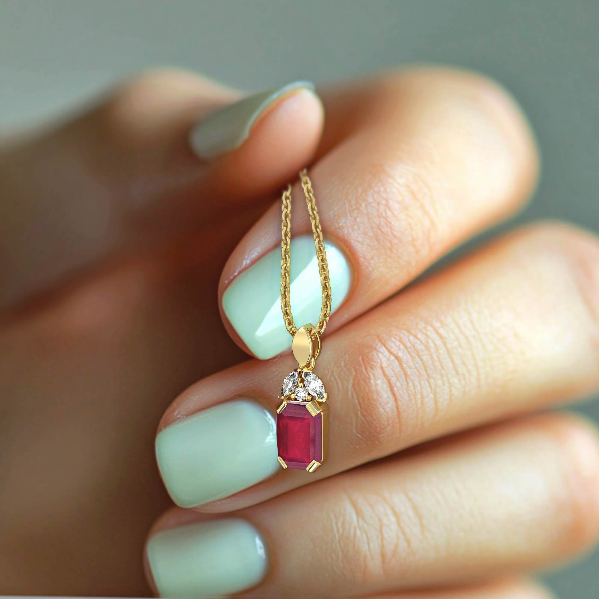 Capri necklace - pendant studded with emeralds and natural diamonds