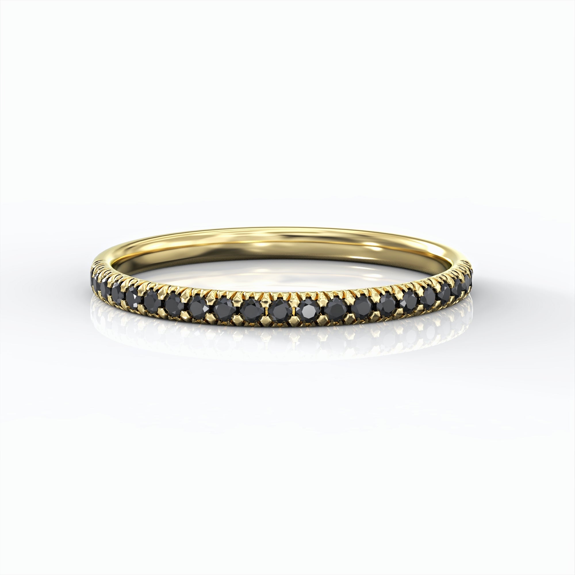 טבעת קובה ליברה - טבעת חצי איטרנטי משובצת יהלומים שחורים