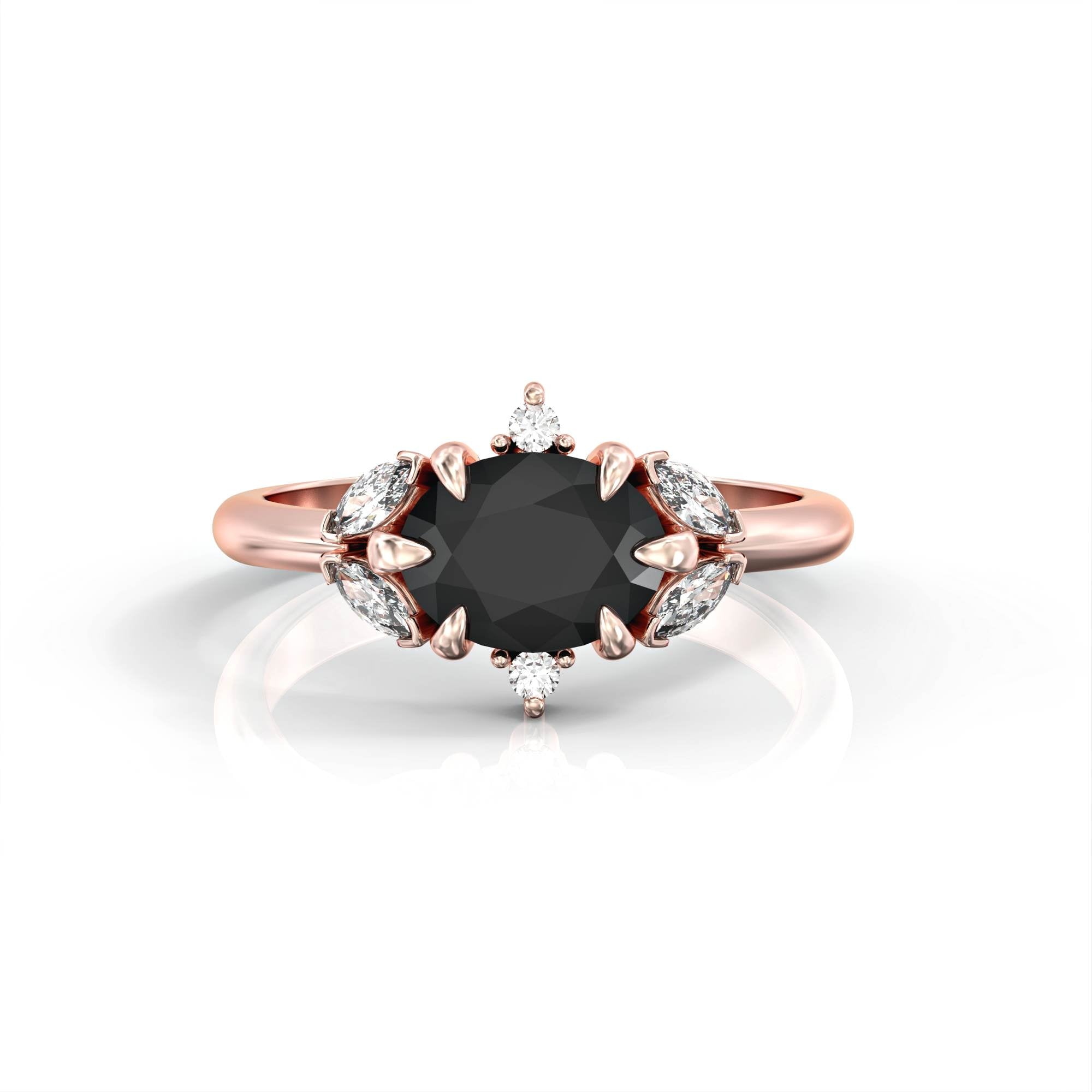 Darje ring - diamond and black sapphire ring