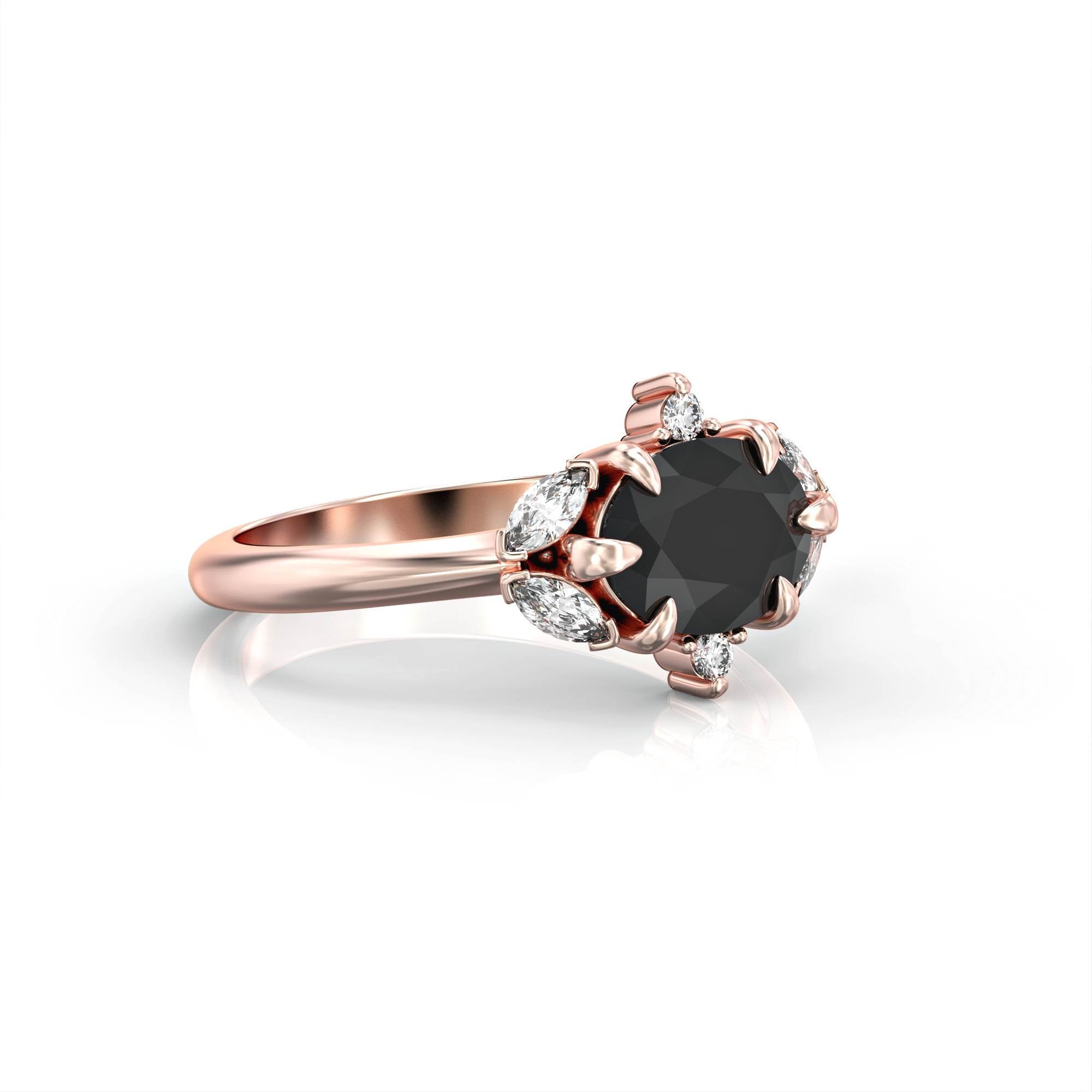 Darje ring - diamond and black sapphire ring