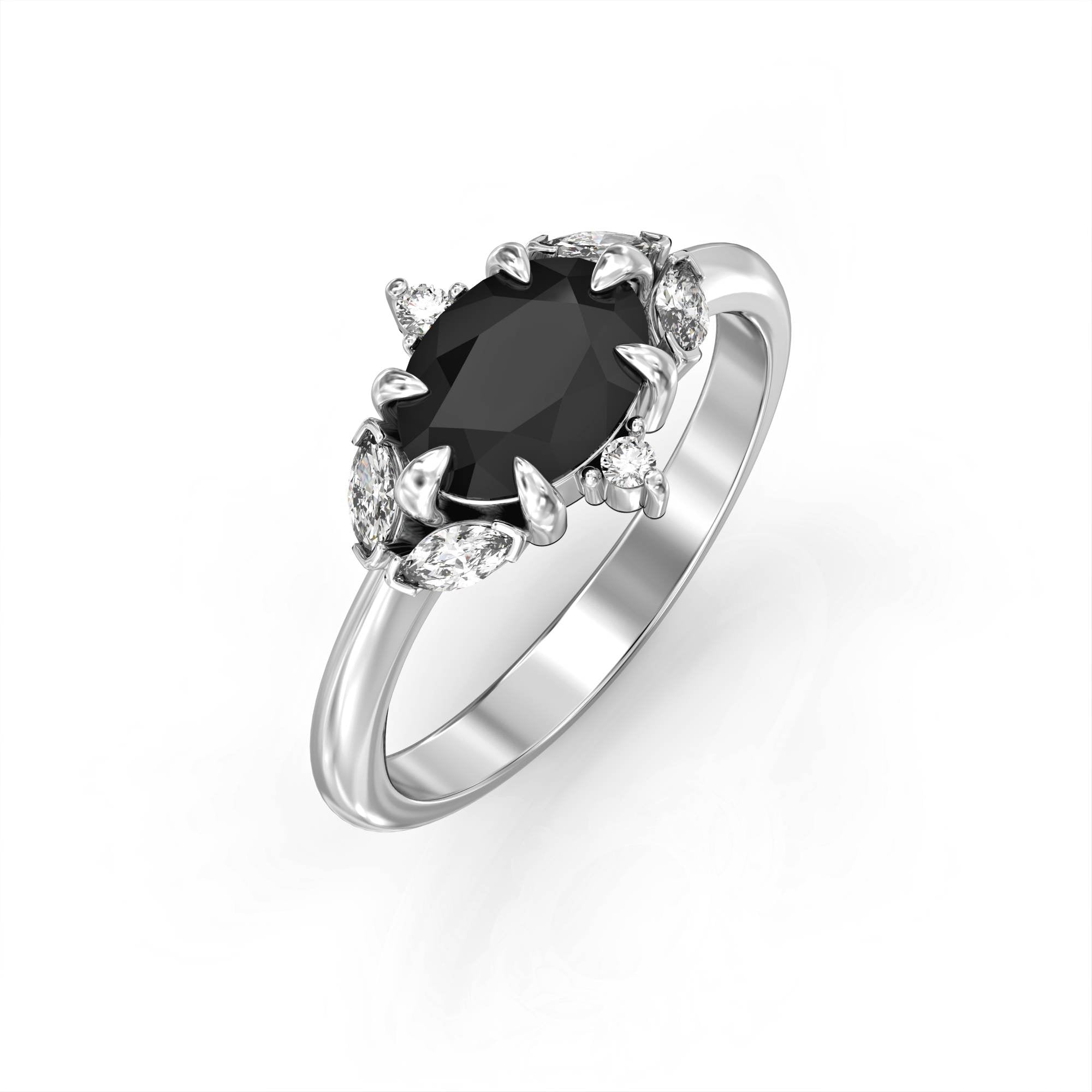 Darje ring - diamond and black sapphire ring
