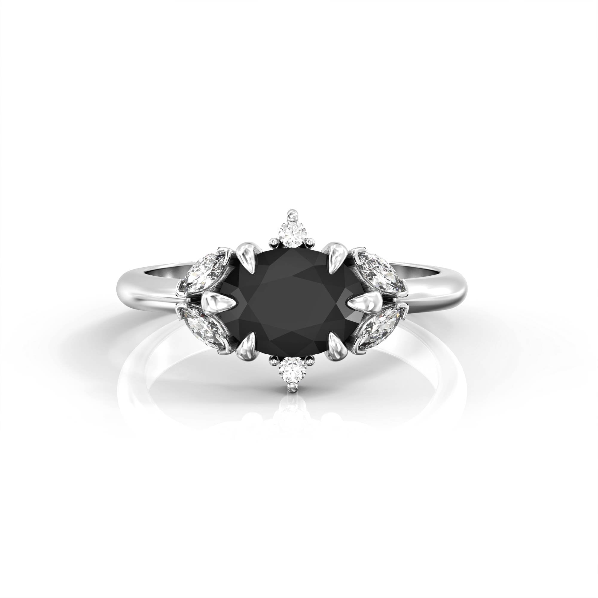 Darje ring - diamond and black sapphire ring
