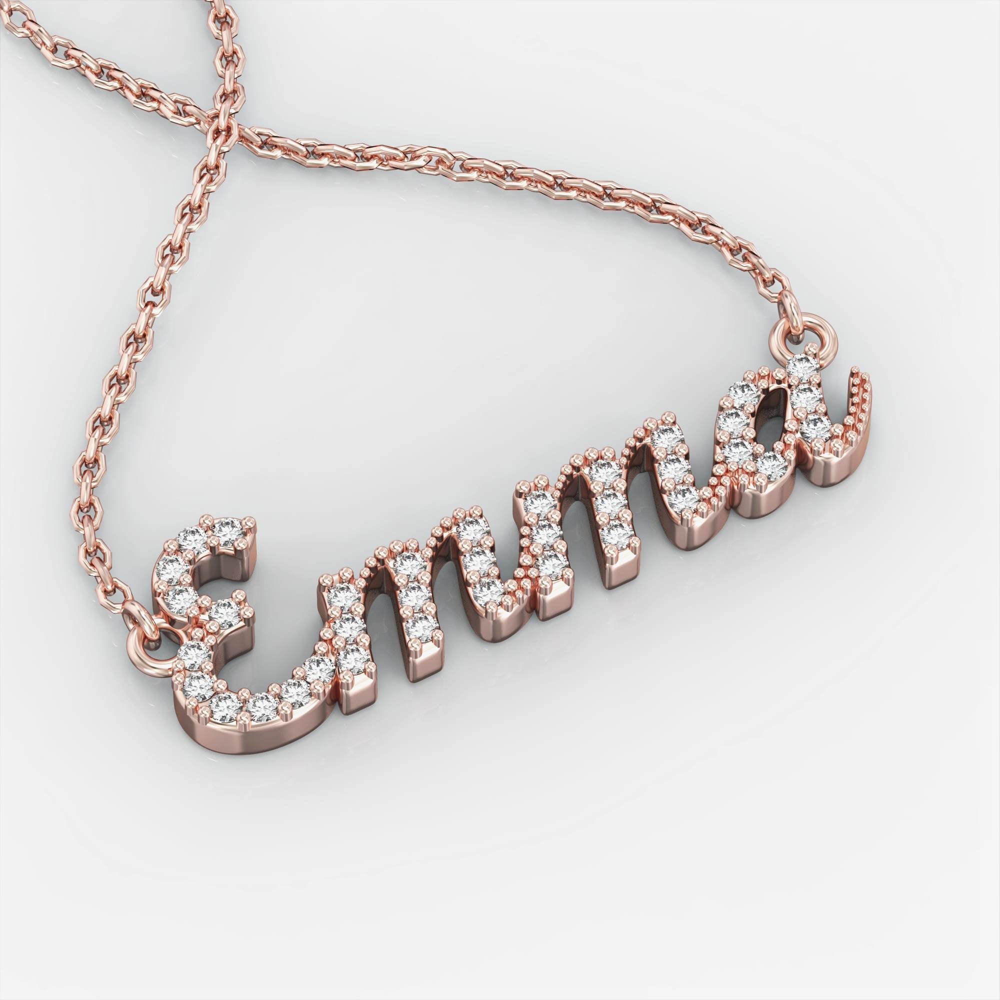 שרשרת "גיבורה ראשית" - שרשרת שם זהב משובצת יהלומים