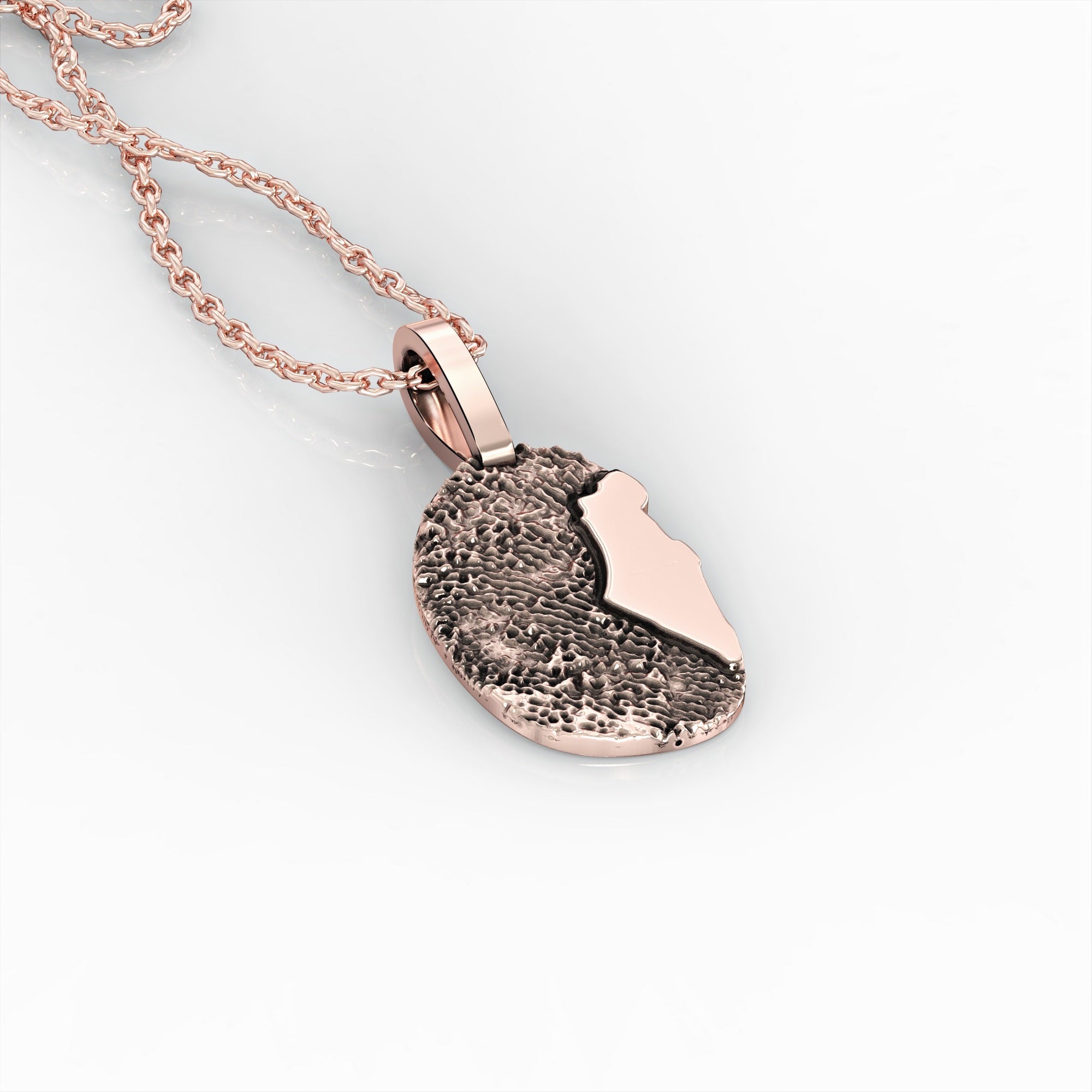 Israeli fingerprint necklace - a fingerprint pendant and a map of the Land of Israel