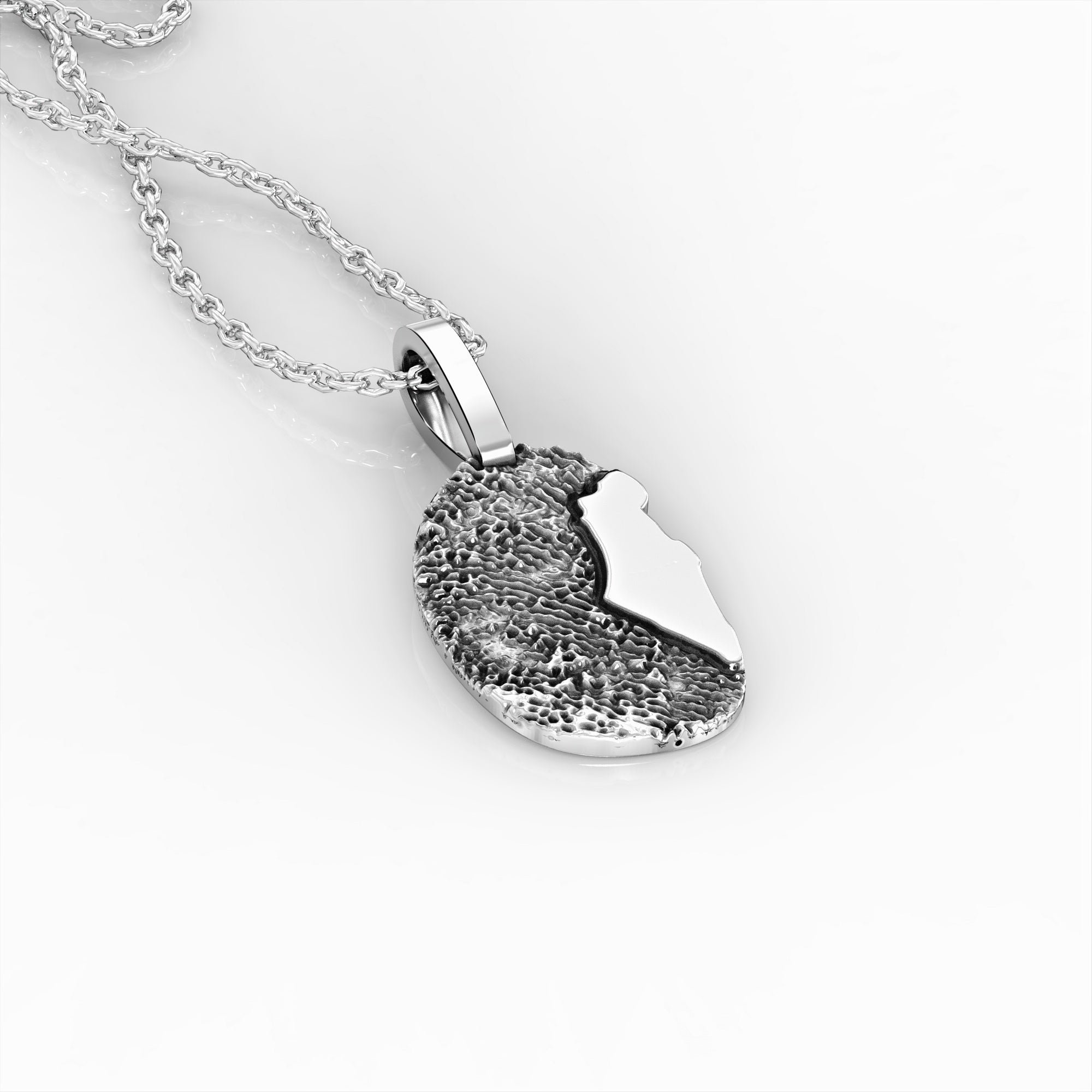 Israeli fingerprint necklace - a fingerprint pendant and a map of the Land of Israel