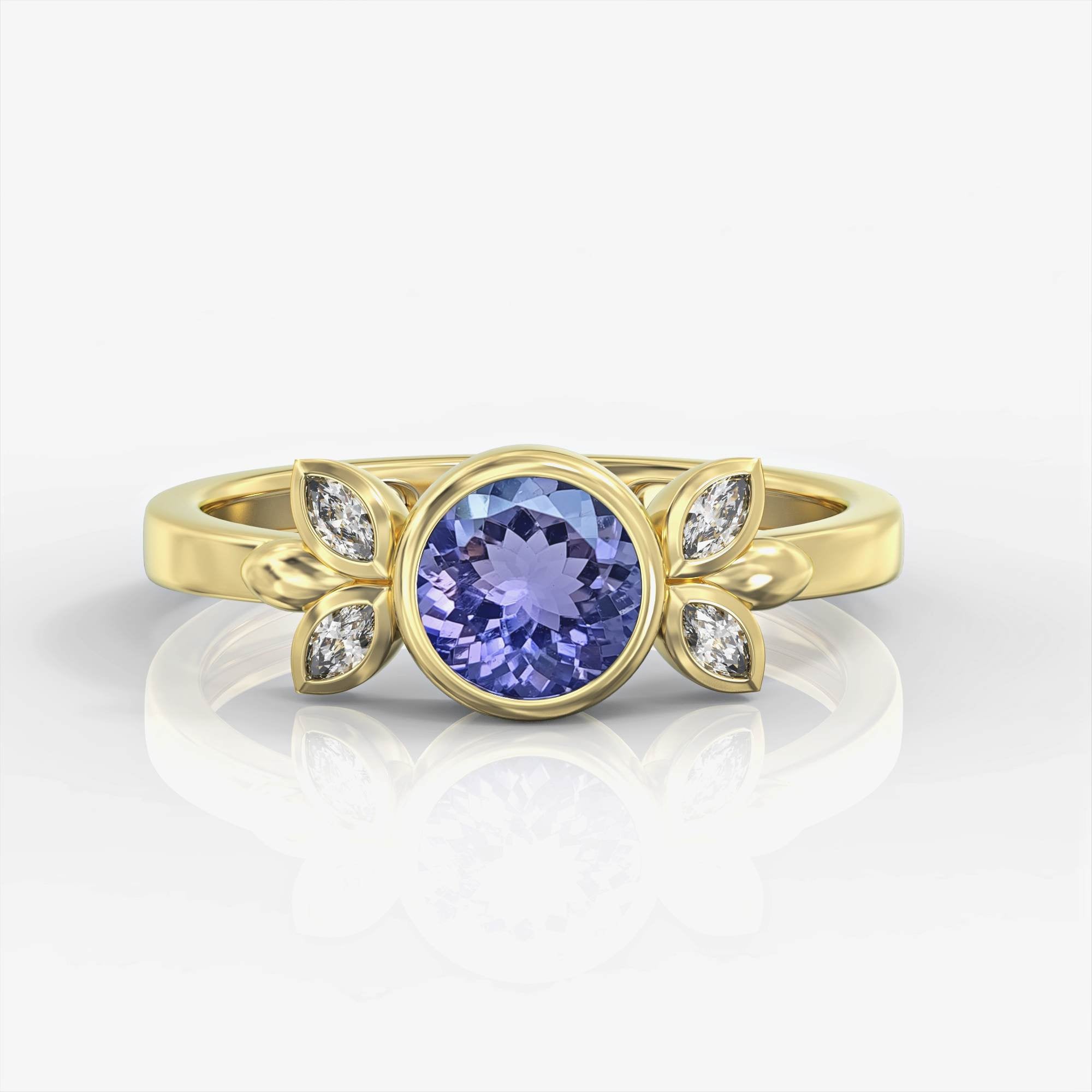 Malibu ring - cluster ring set with sapphires and marquise diamonds