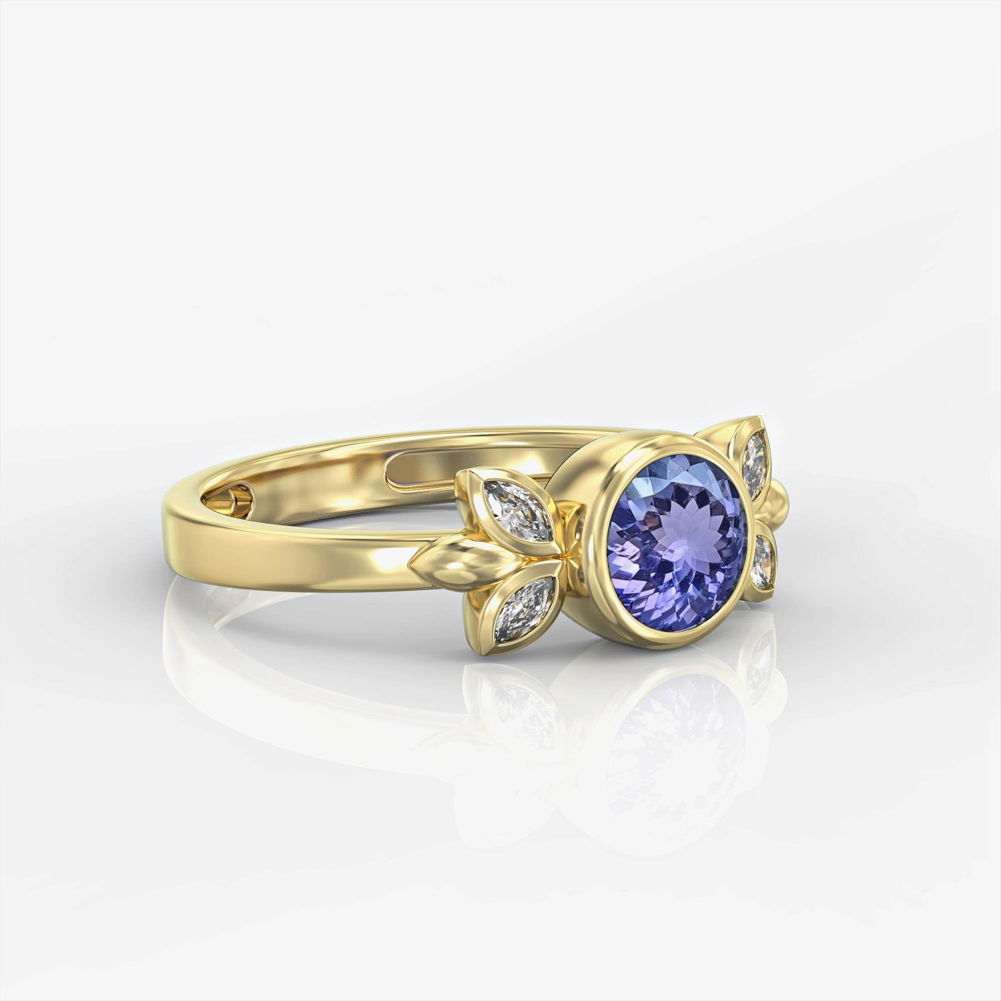 Malibu ring - cluster ring set with sapphires and marquise diamonds