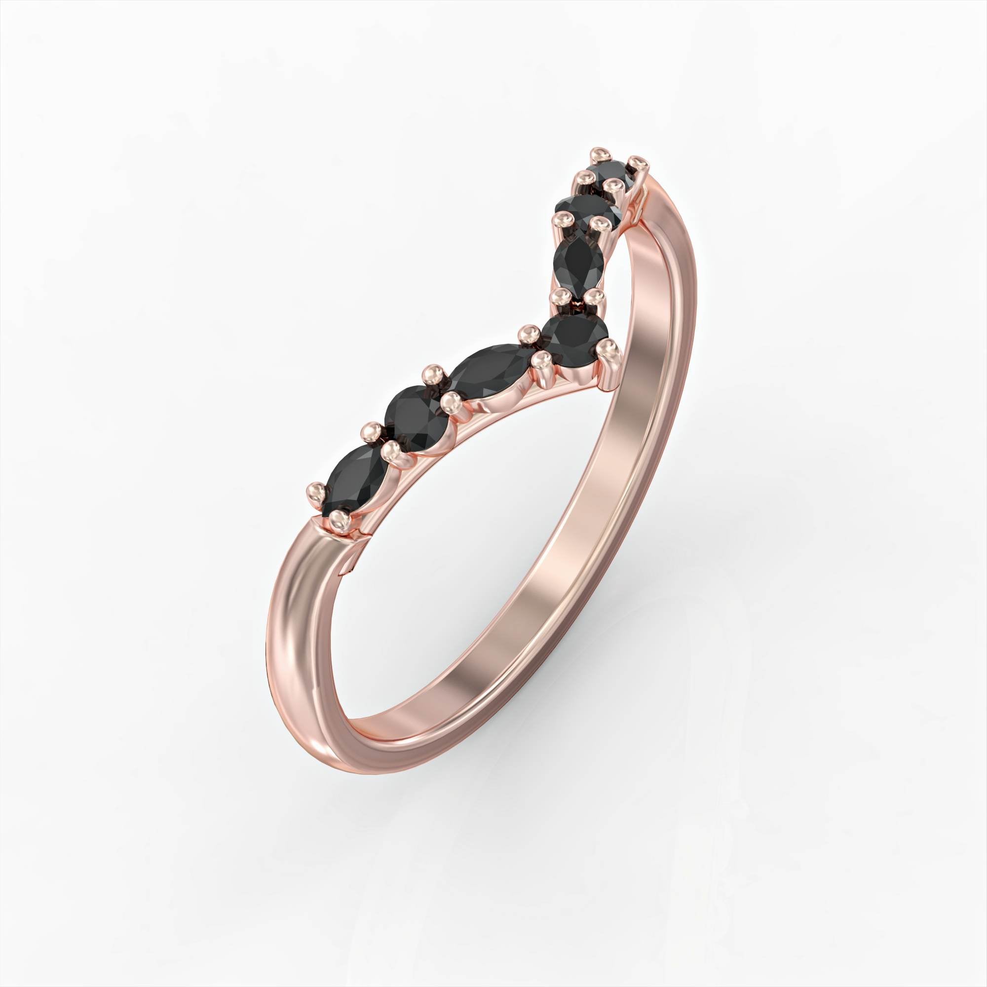 Victory V ring set with diamonds and natural rubies