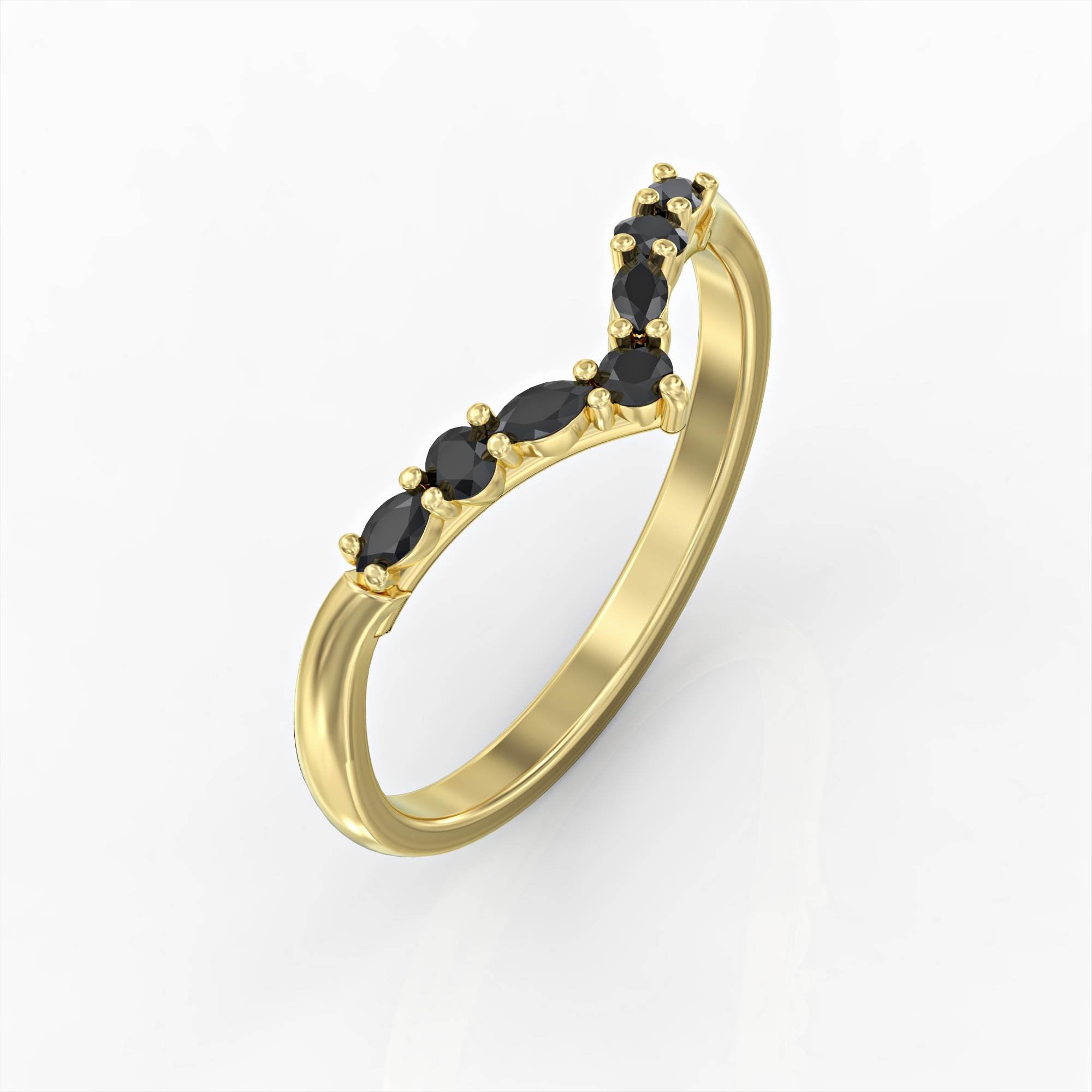 Victory V ring set with diamonds and natural rubies