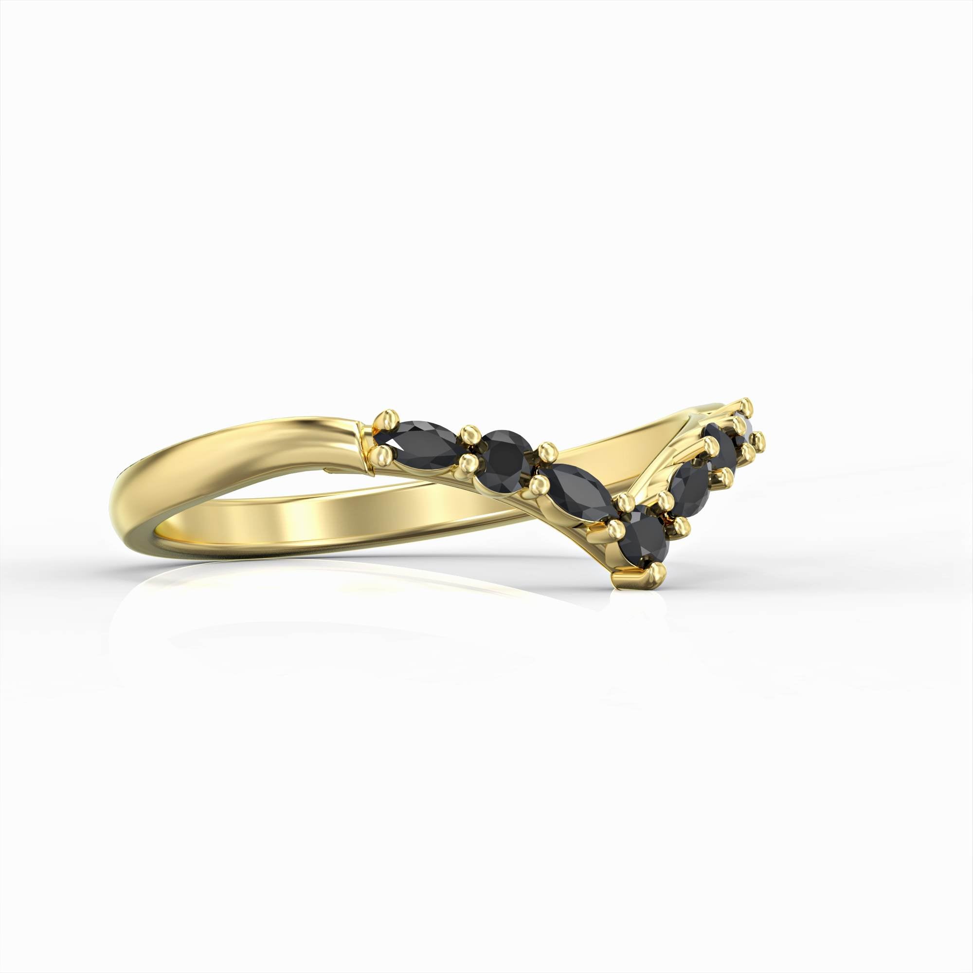 Victory V ring set with diamonds and natural rubies