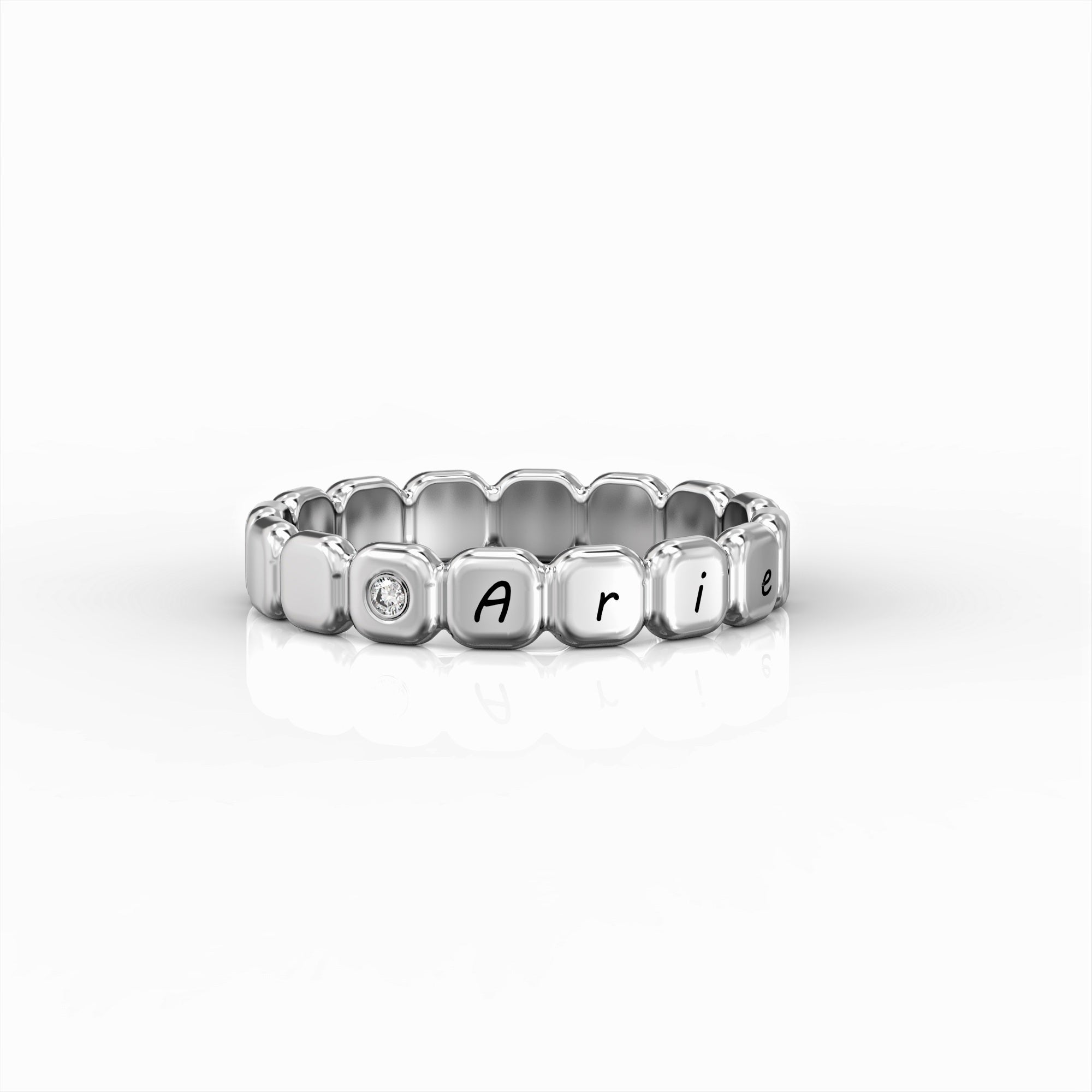 "New page" ring - name dice ring