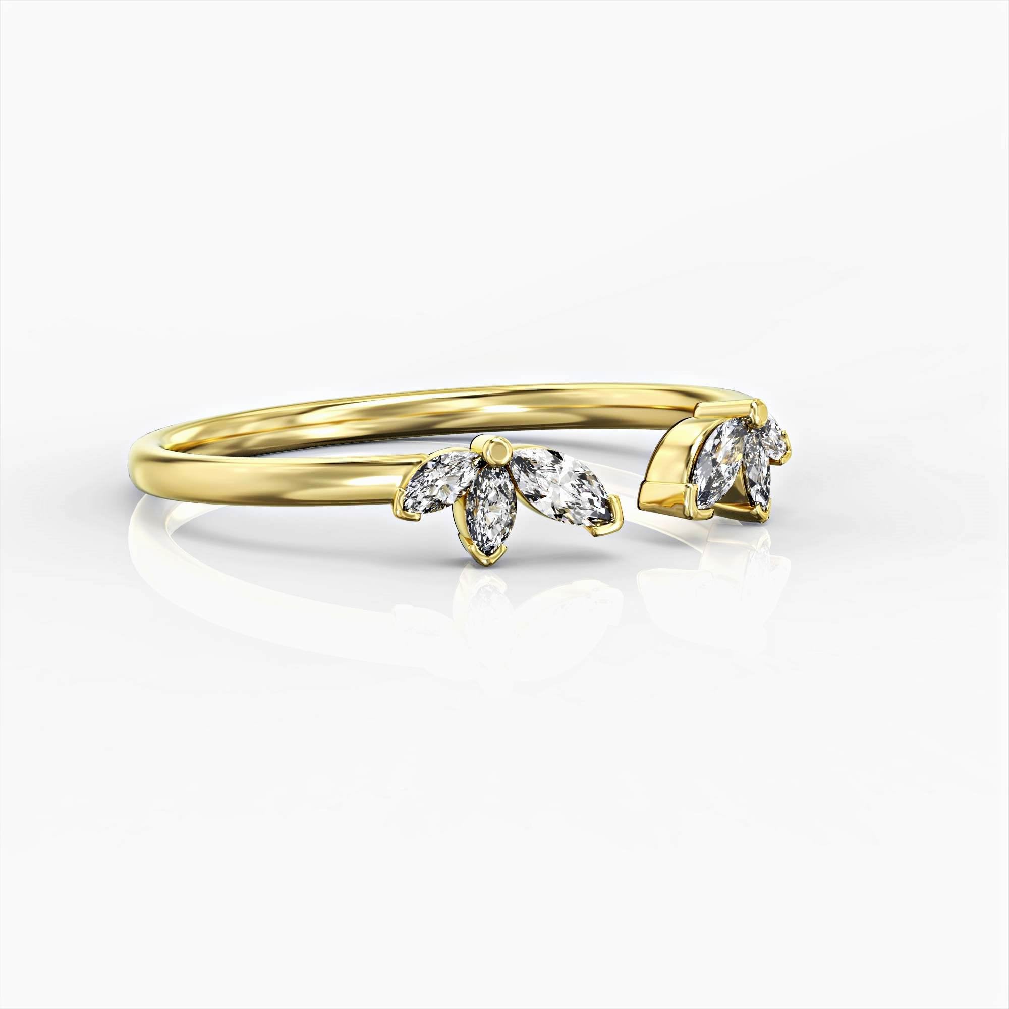 טבעת לוטוס פתוחה- טבעת יהלומים פתוחה בשיבוץ יהלומי מרקיזה