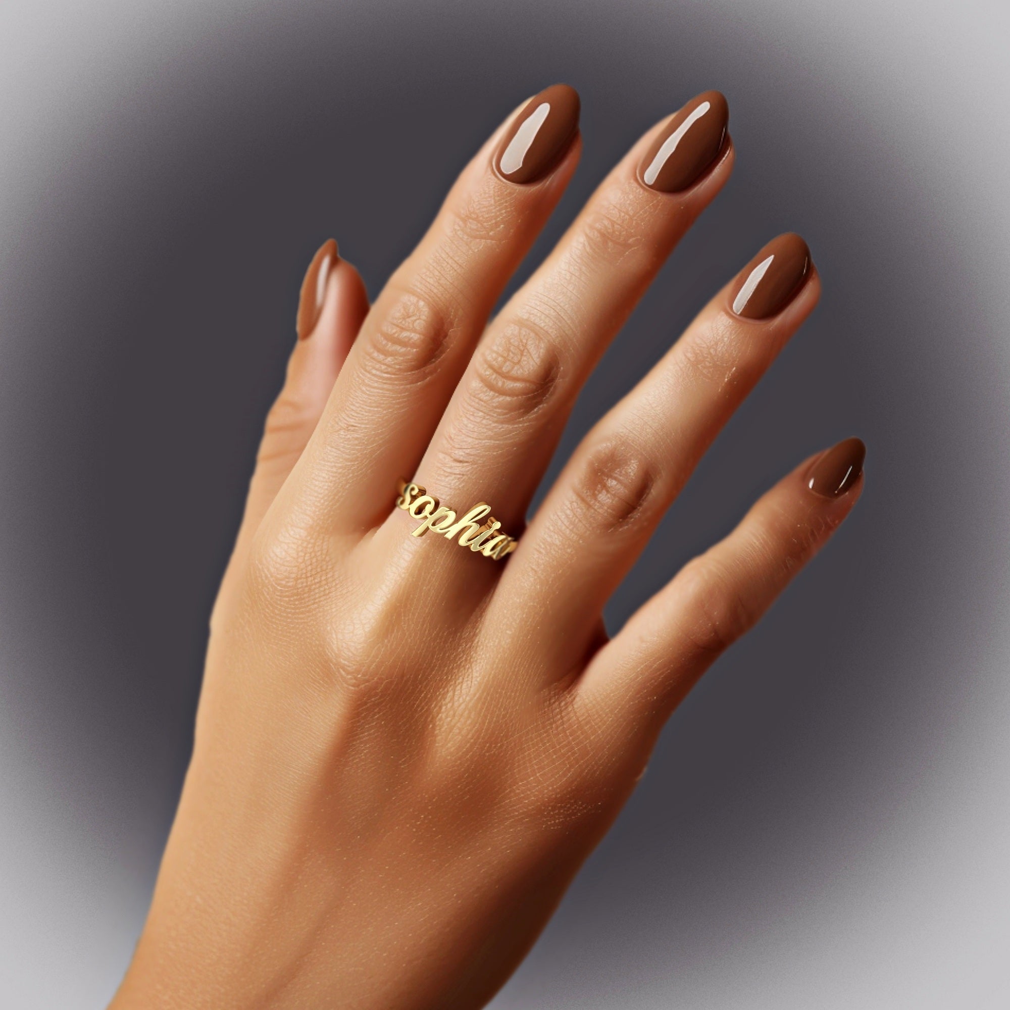 Main character ring - romantic font name ring