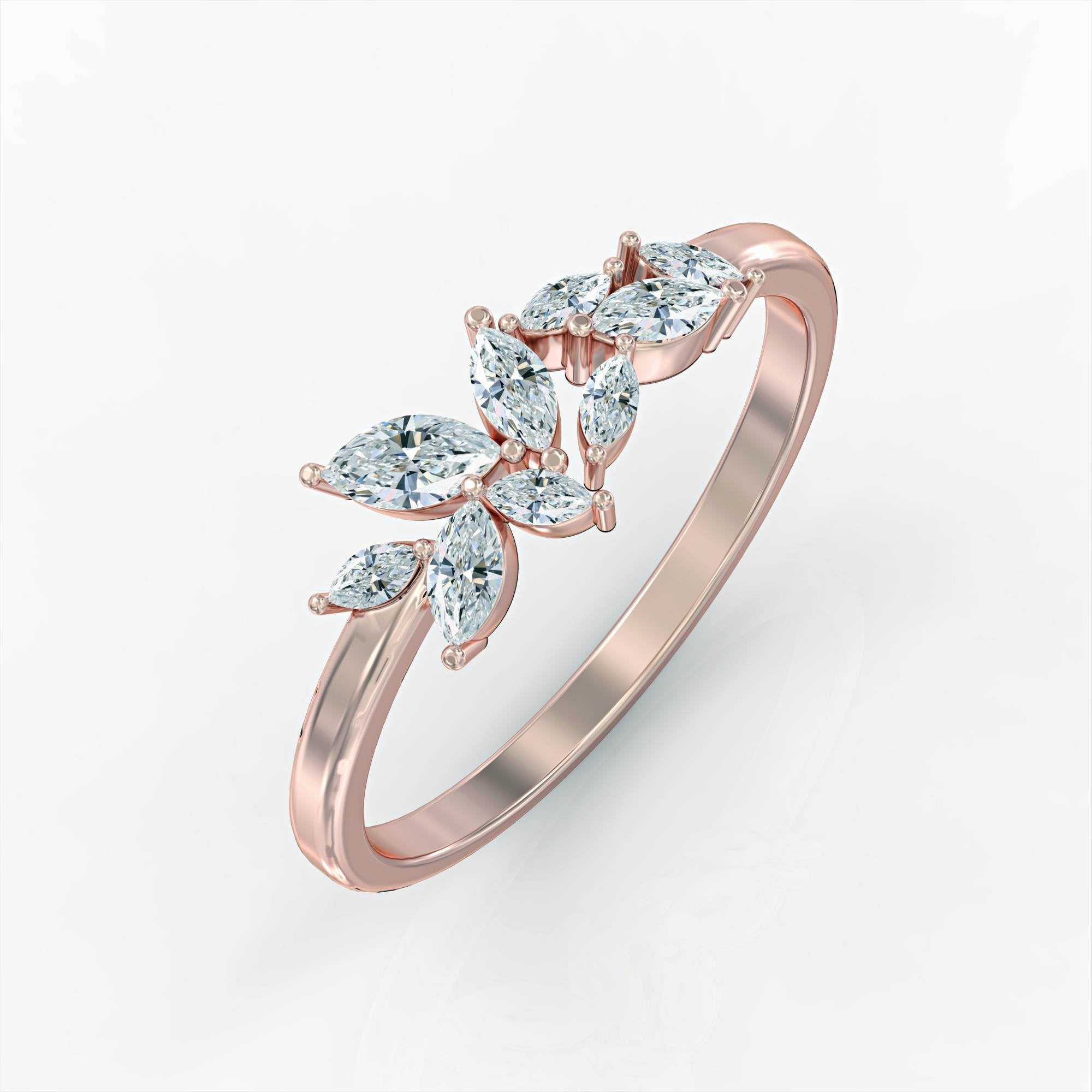 Santorini ring - marquise cluster ring set with diamonds