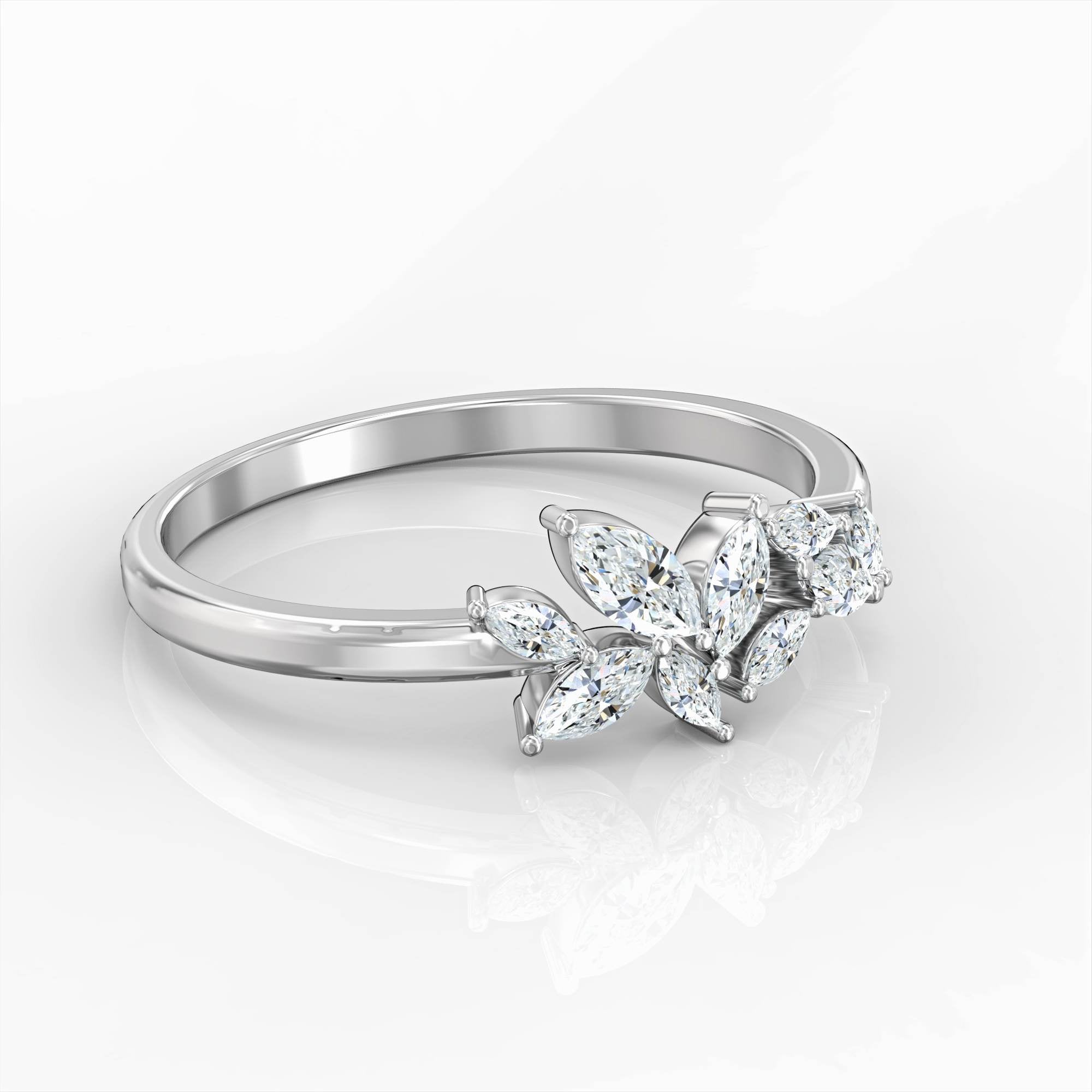 Santorini ring - marquise cluster ring set with diamonds