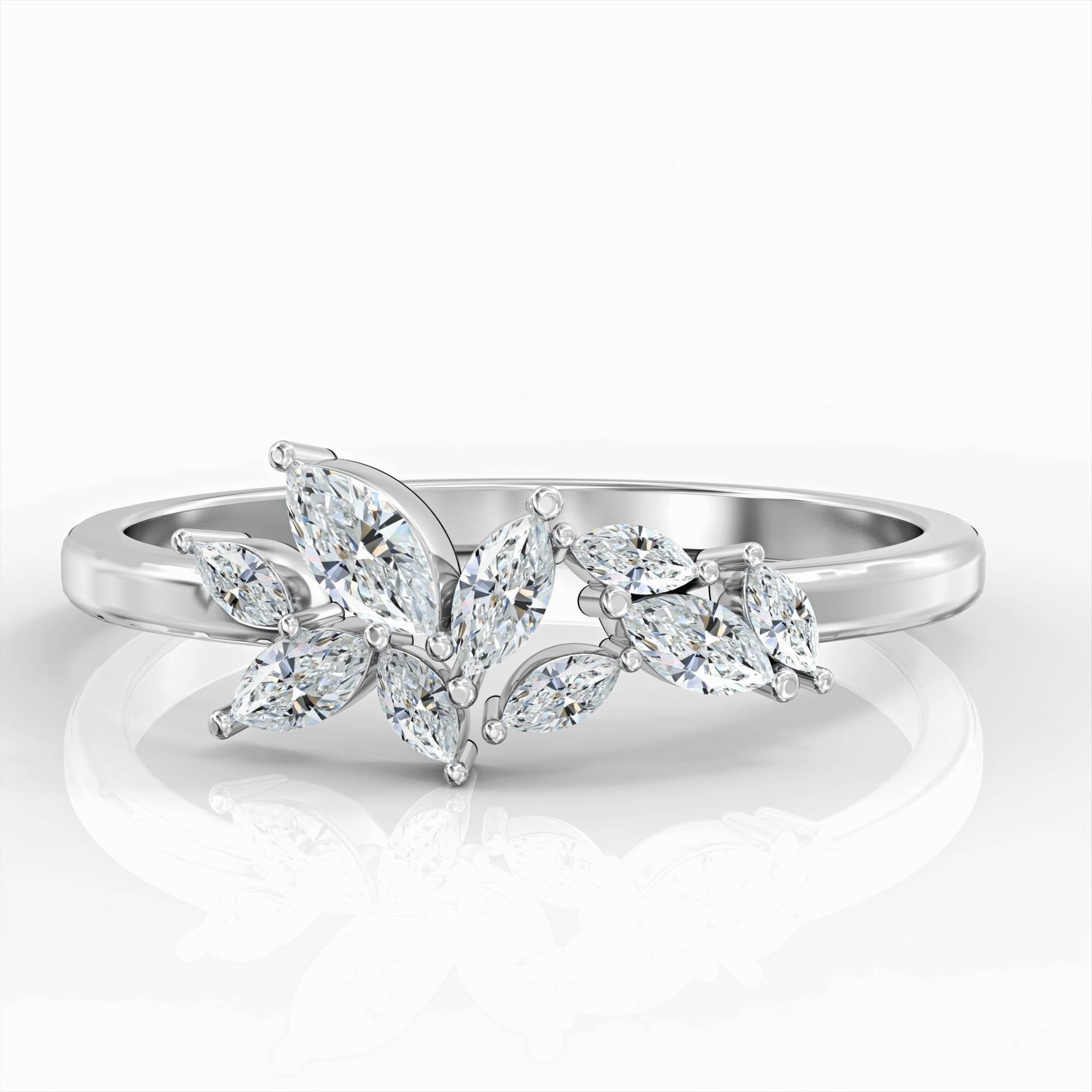 Santorini ring - marquise cluster ring set with diamonds