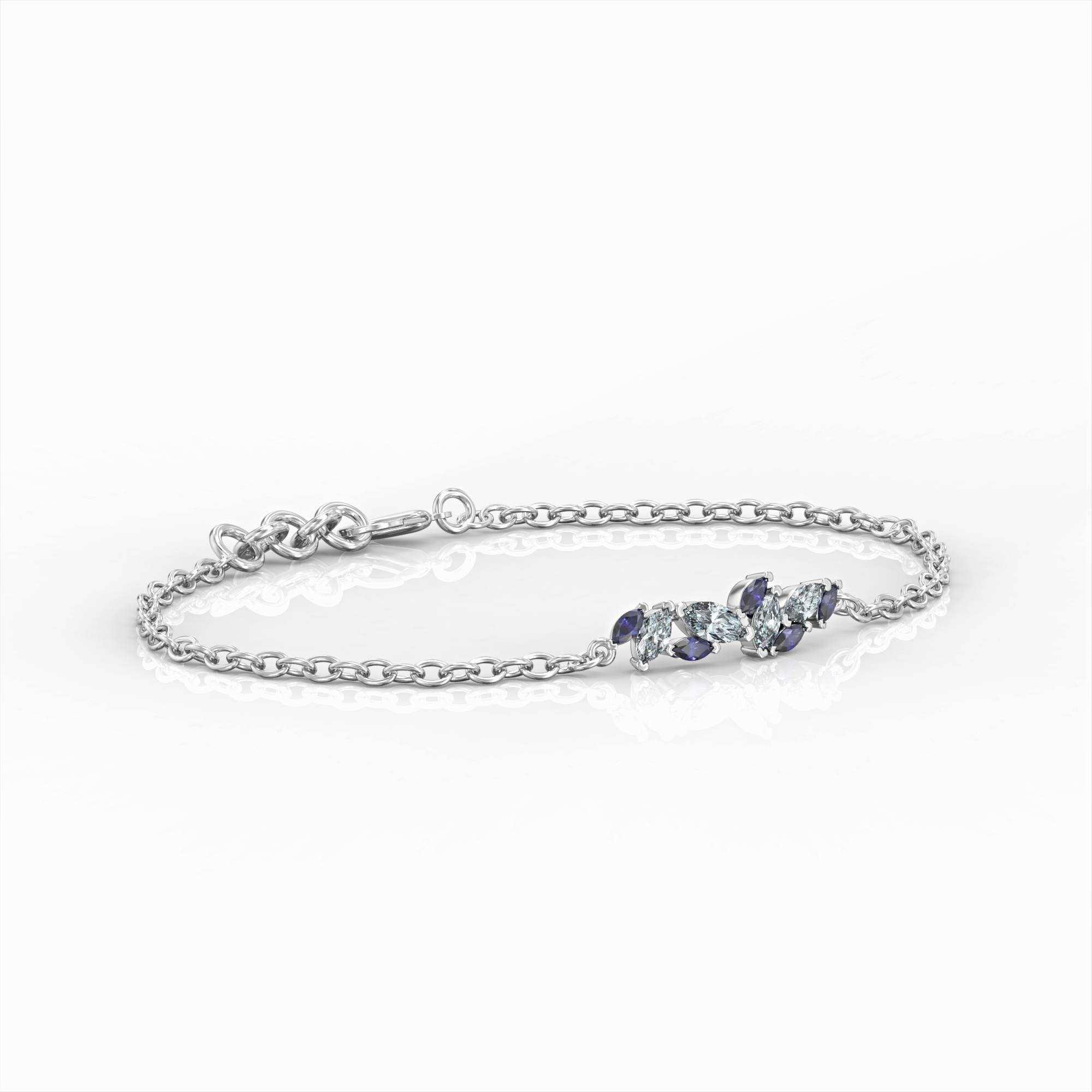 צמיד סנטוריני - צמיד קלאסטר משובץ ספיר ואקוומרין מרקיזה