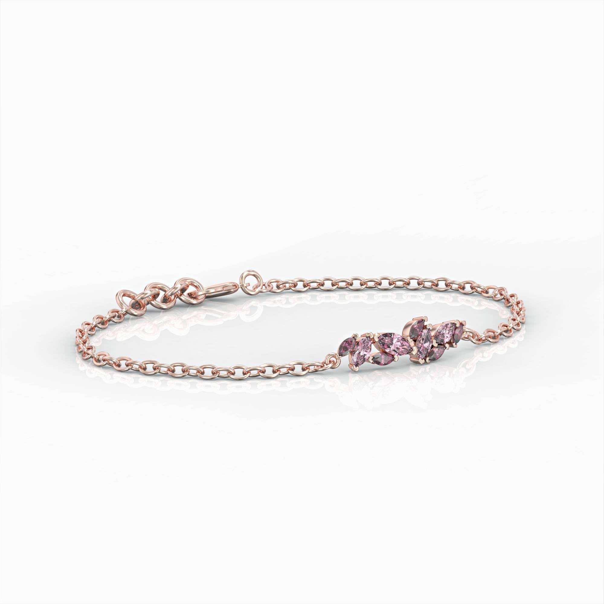 צמיד סנטוריני - צמיד קלאסטר משובץ רובי וטורמלין ורוד מרקיזה