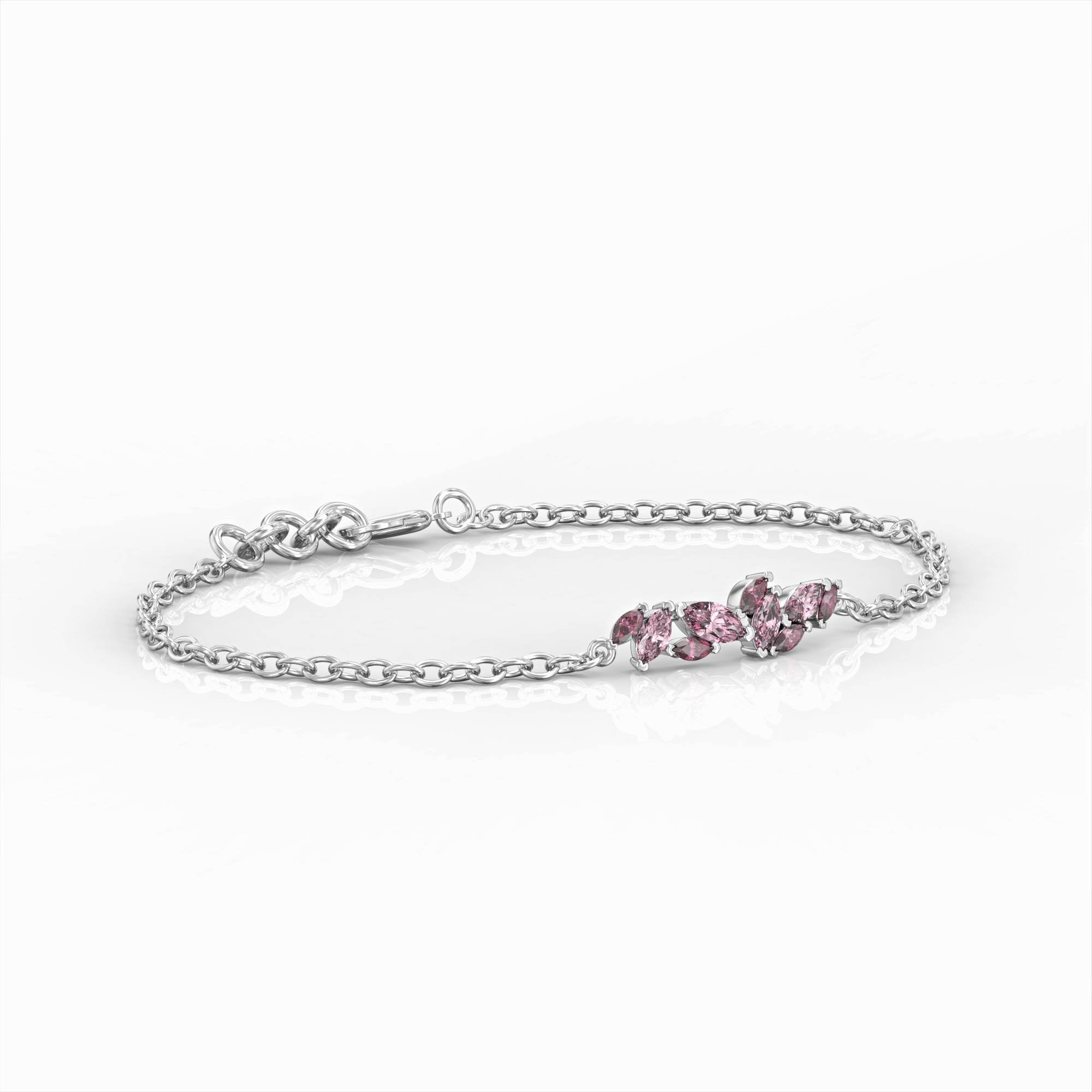 צמיד סנטוריני - צמיד קלאסטר משובץ רובי וטורמלין ורוד מרקיזה