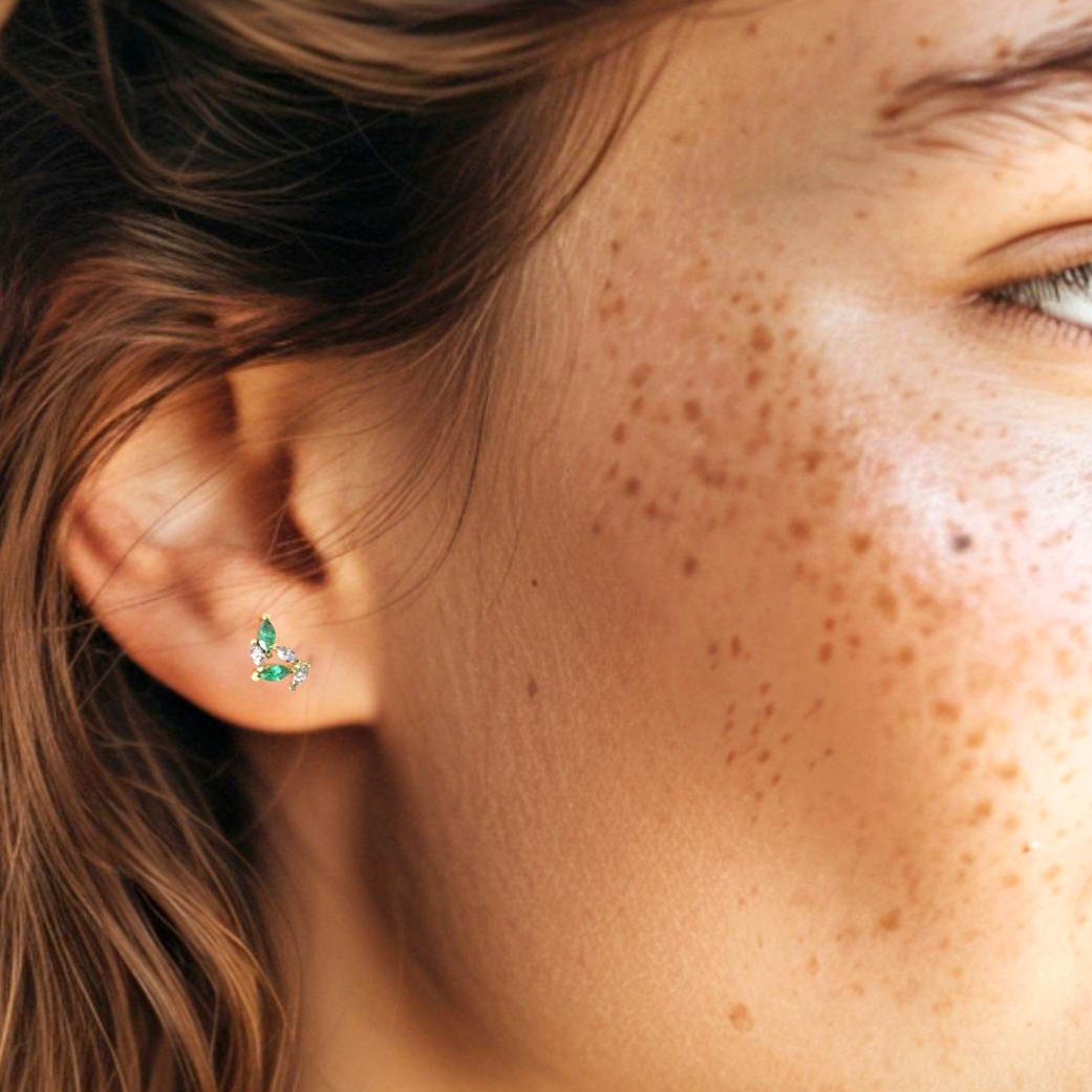 Santorini earrings - sapphire and aquamarine studded cluster earring