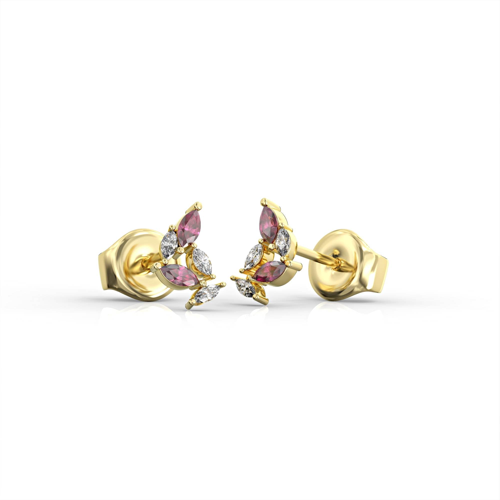 Santorini earrings - ruby and tourmaline studded cluster earring