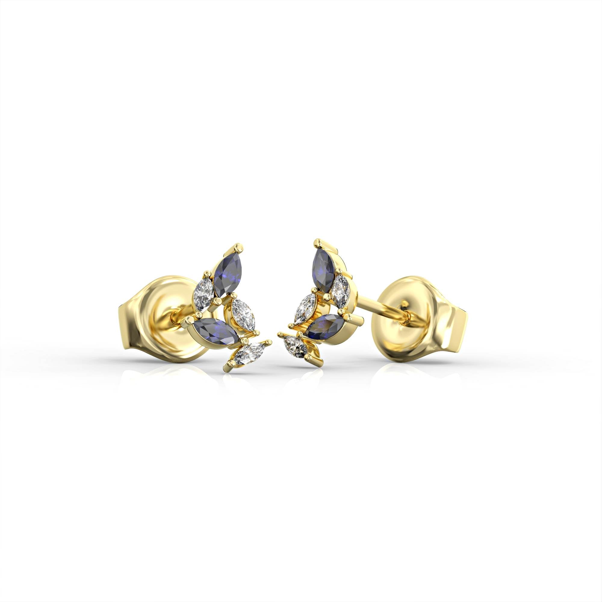 Santorini earrings - sapphire and aquamarine studded cluster earring