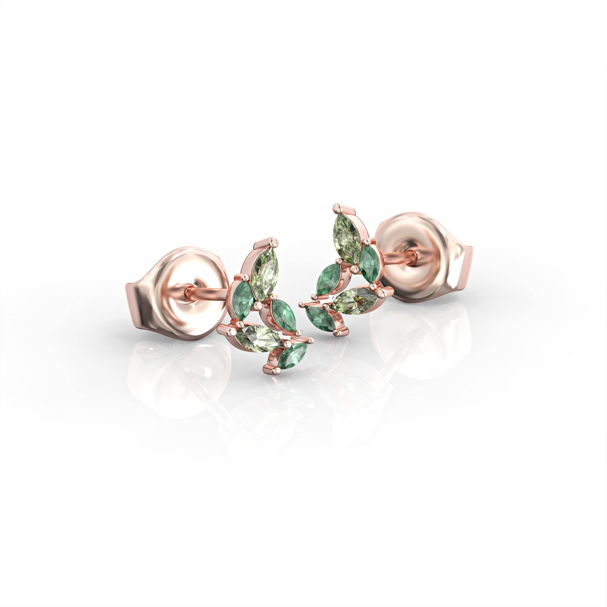 Santorini earrings - emerald and peridot studded cluster earring