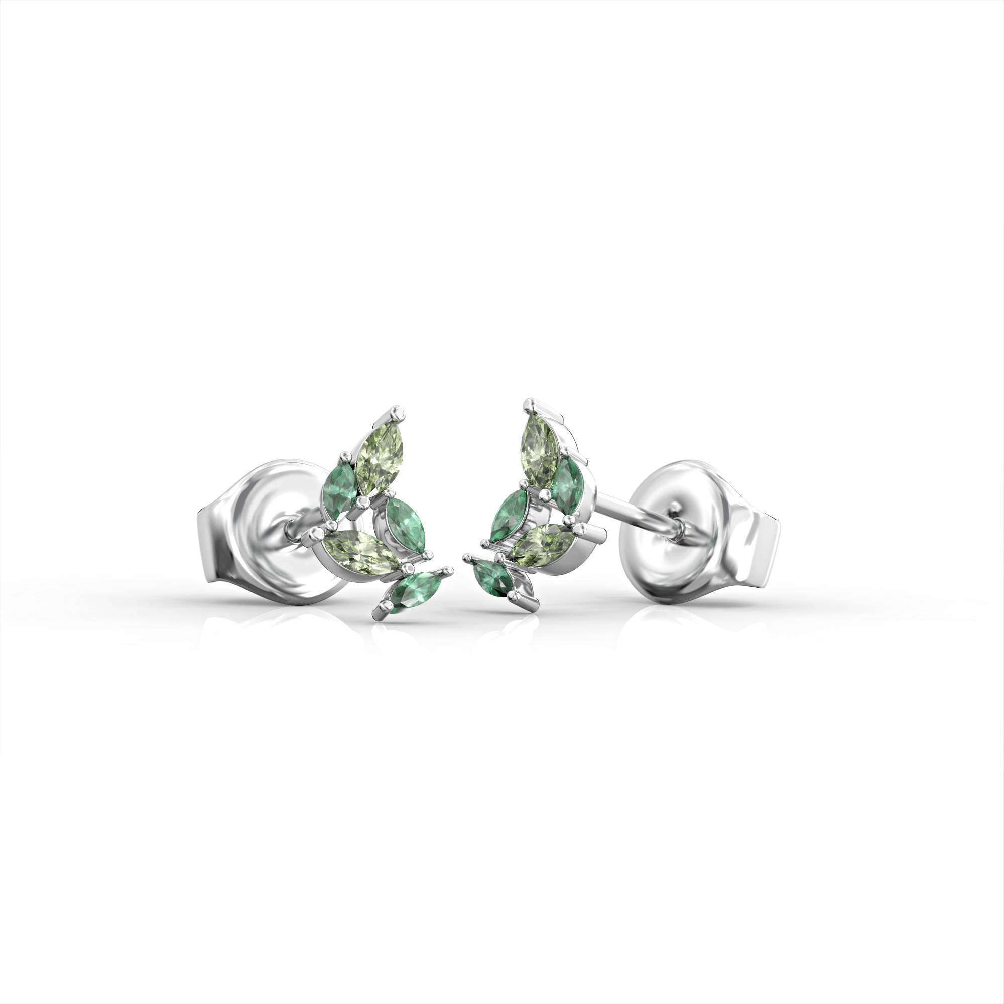 Santorini earrings - emerald and peridot studded cluster earring