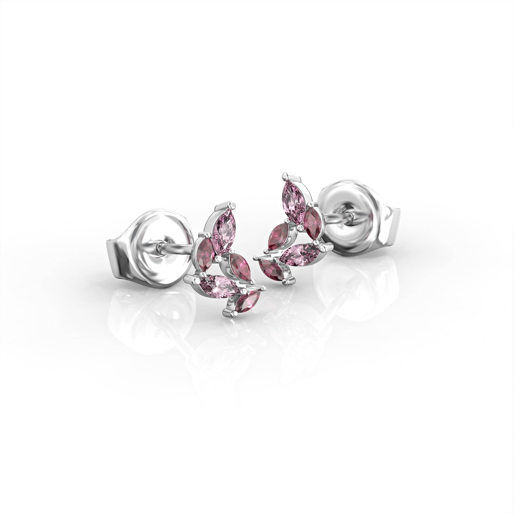 עגילי סנטוריני - עגיל קלאסטר משובץ רובי וטורמלין