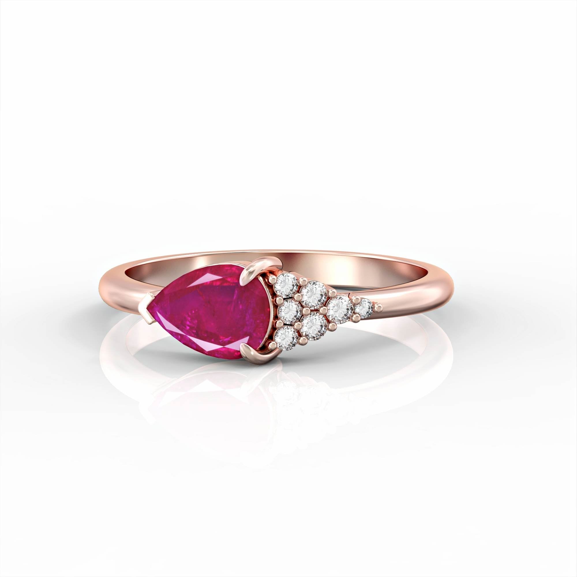 Scoop ring - ruby and diamond ring