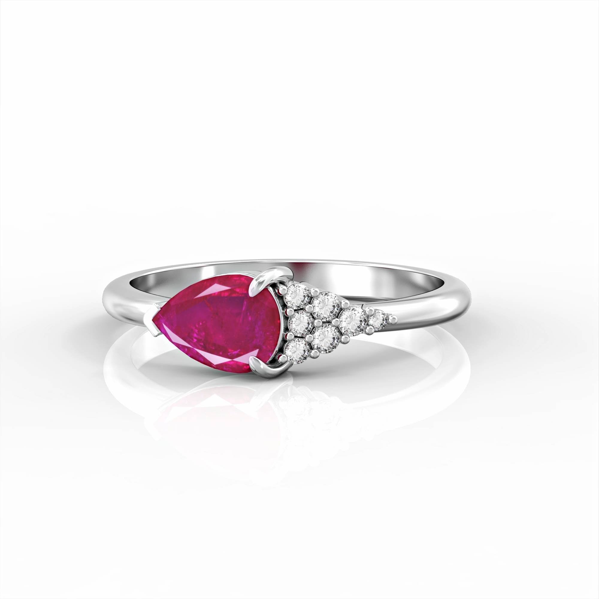 Scoop ring - ruby and diamond ring