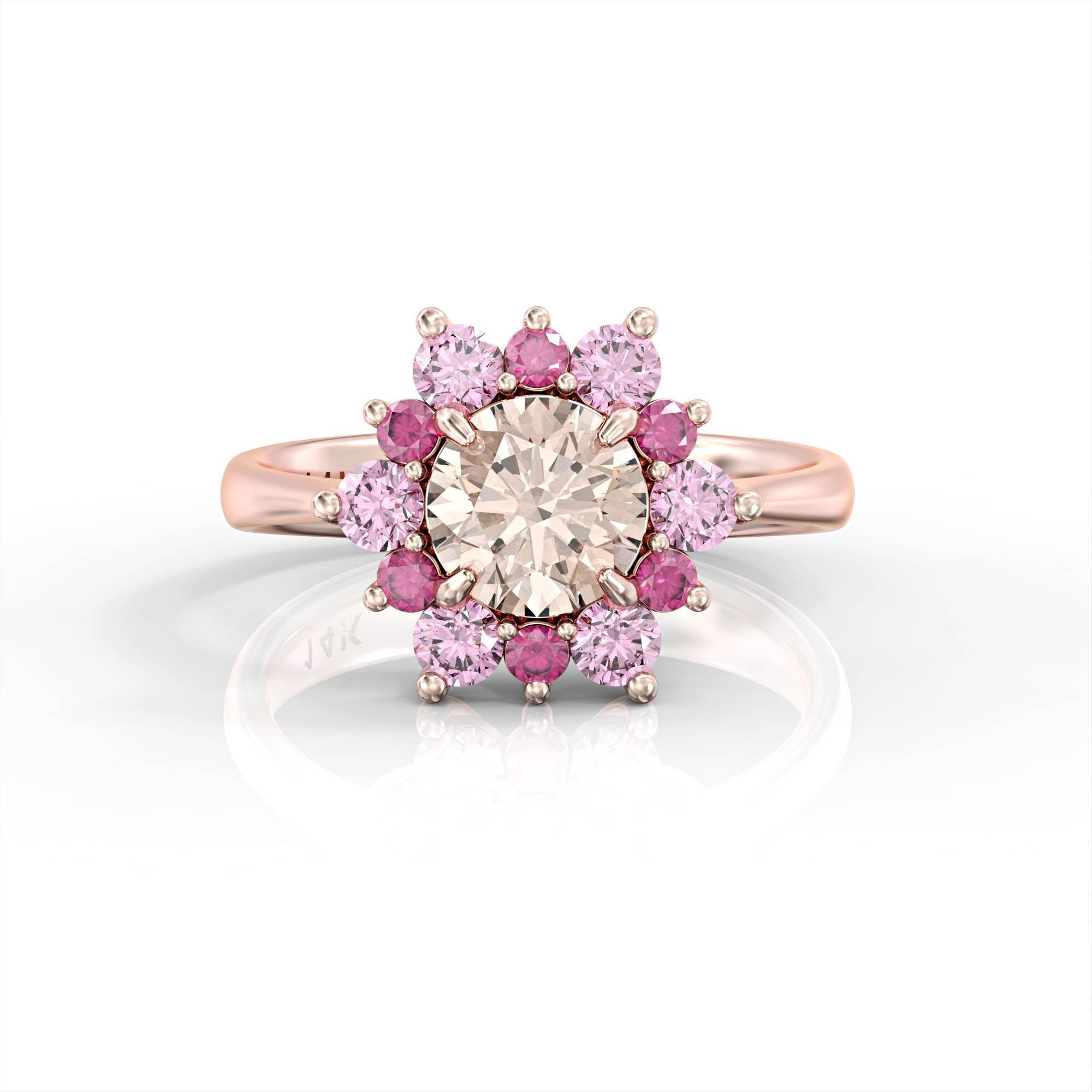 A song of sunset - ruby ring, roganite and pink tourmaline