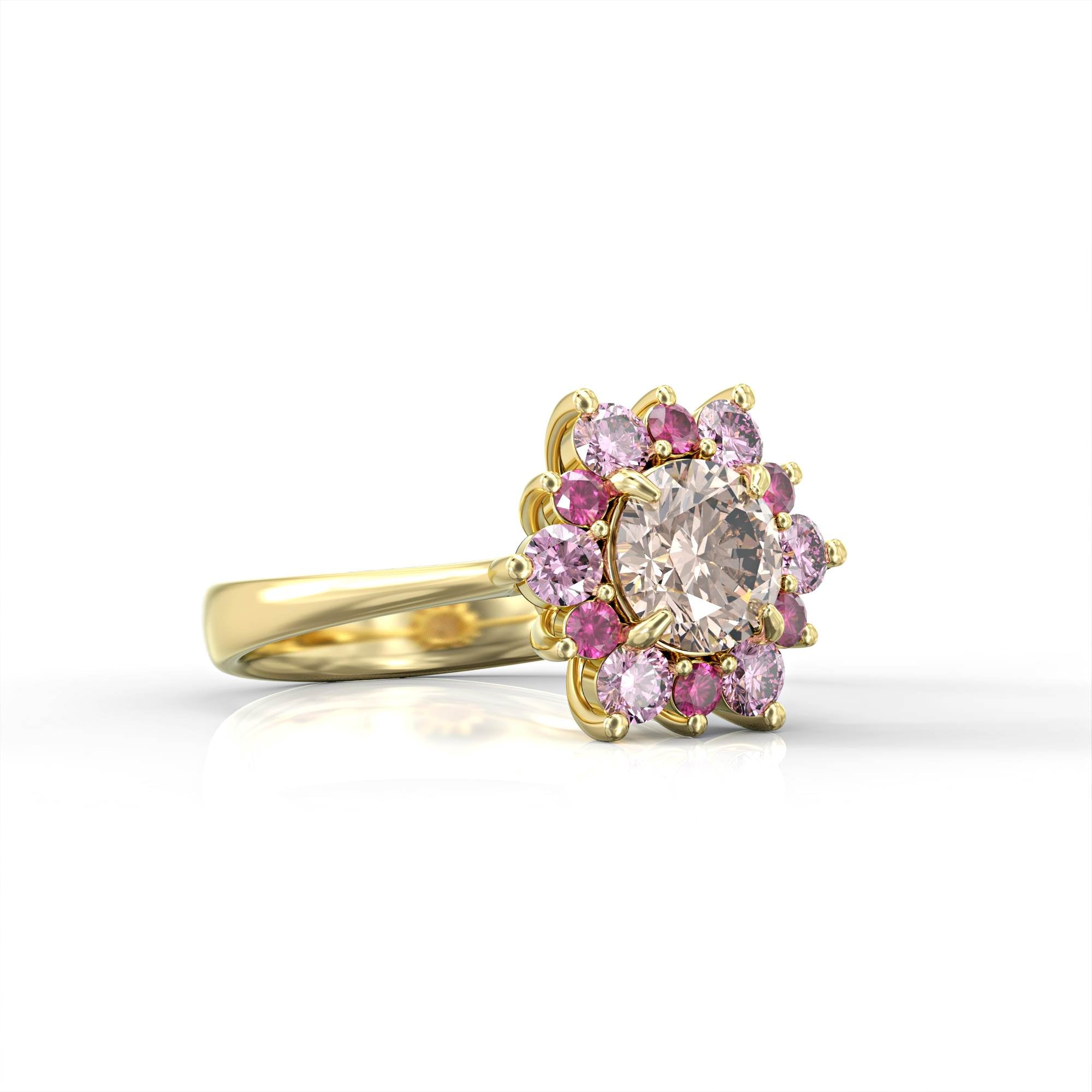 A song of sunset - ruby ring, roganite and pink tourmaline