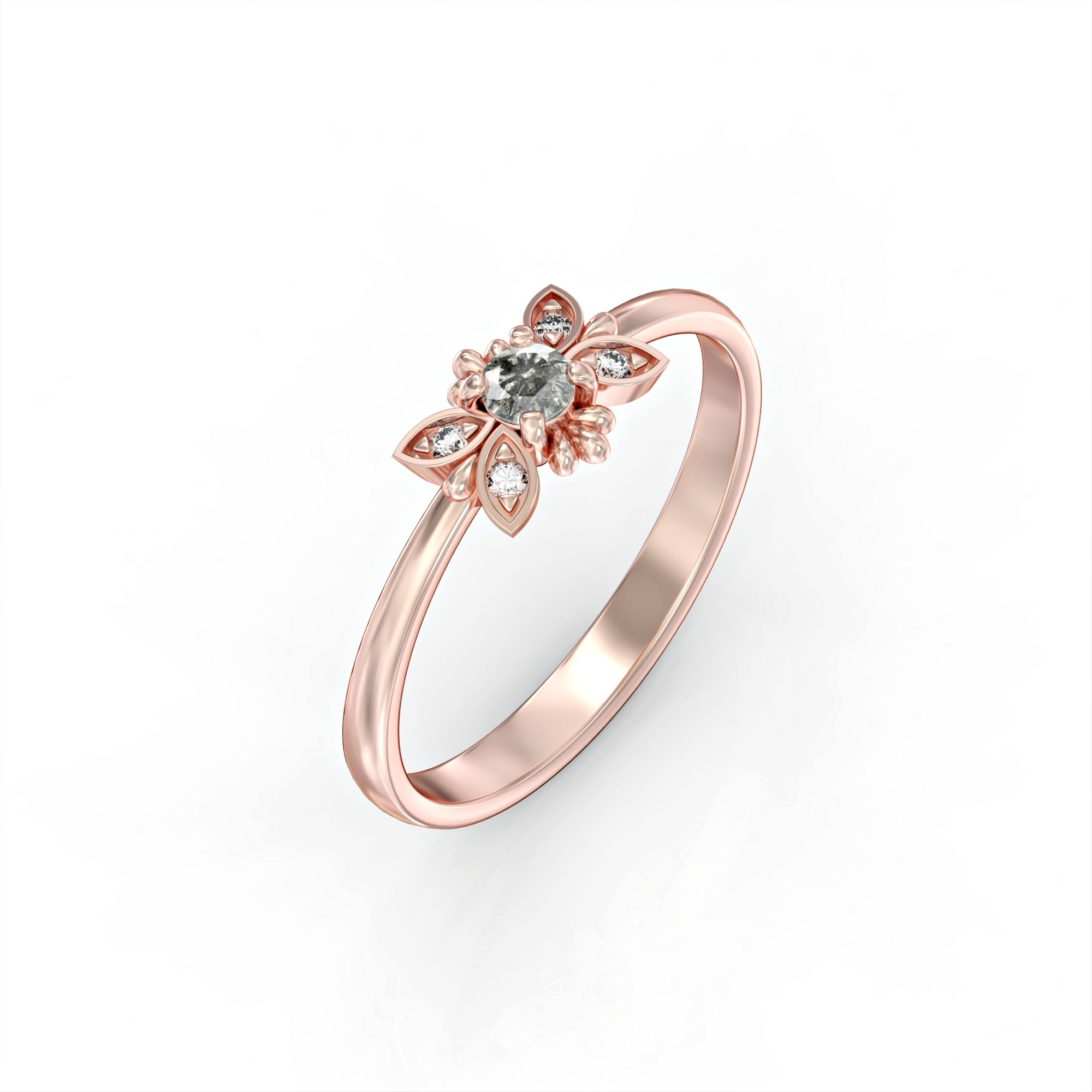 Tenerife ring - salt and pepper diamond and white diamonds