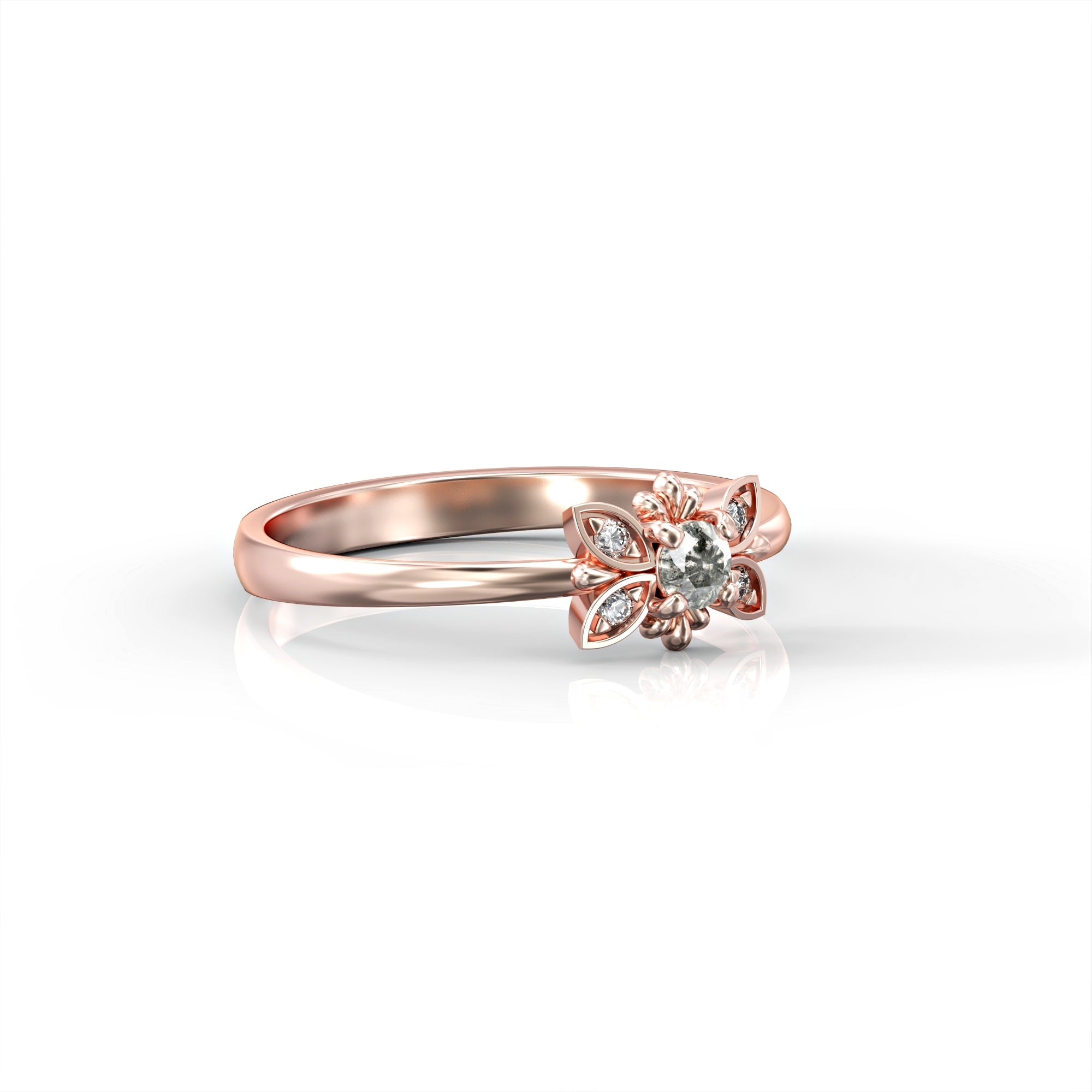 Tenerife ring - salt and pepper diamond and white diamonds