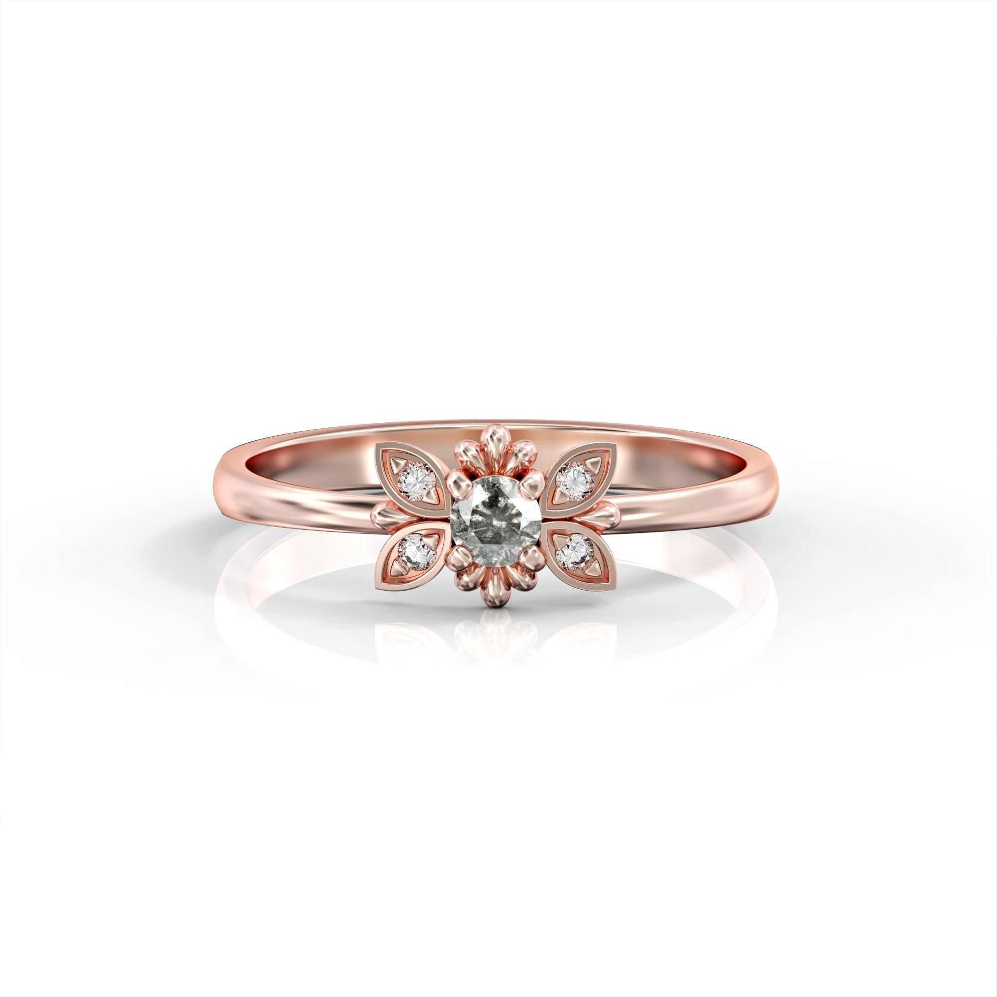 Tenerife ring - salt and pepper diamond and white diamonds