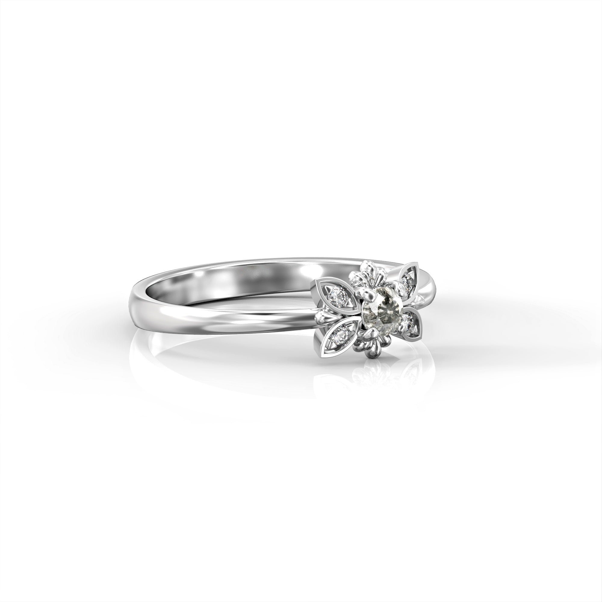 Tenerife ring - salt and pepper diamond and white diamonds