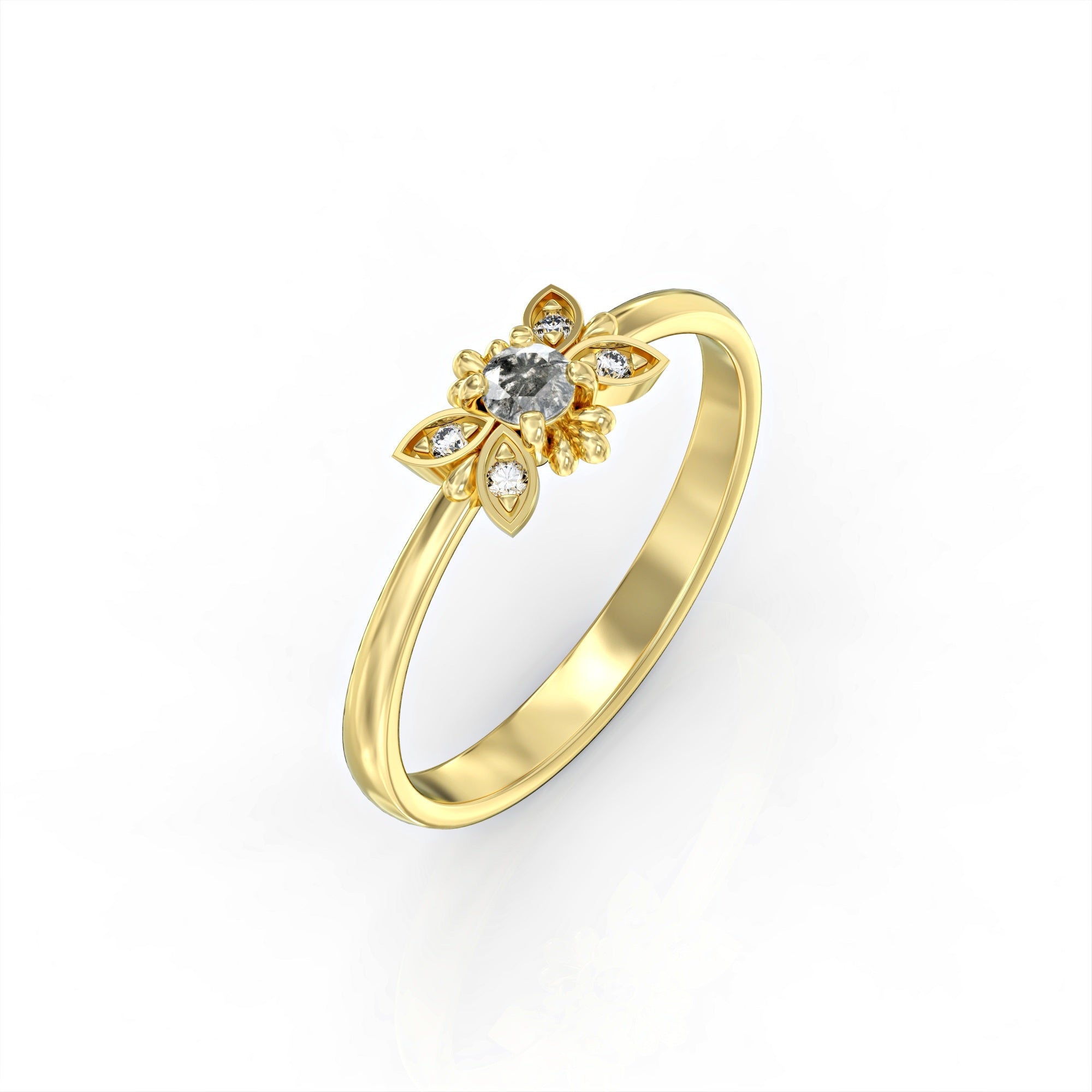 Tenerife ring - salt and pepper diamond and white diamonds