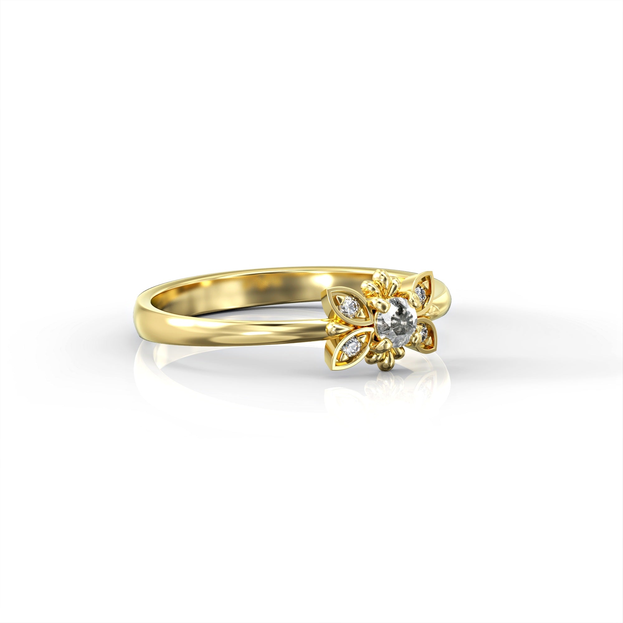 Tenerife ring - salt and pepper diamond and white diamonds