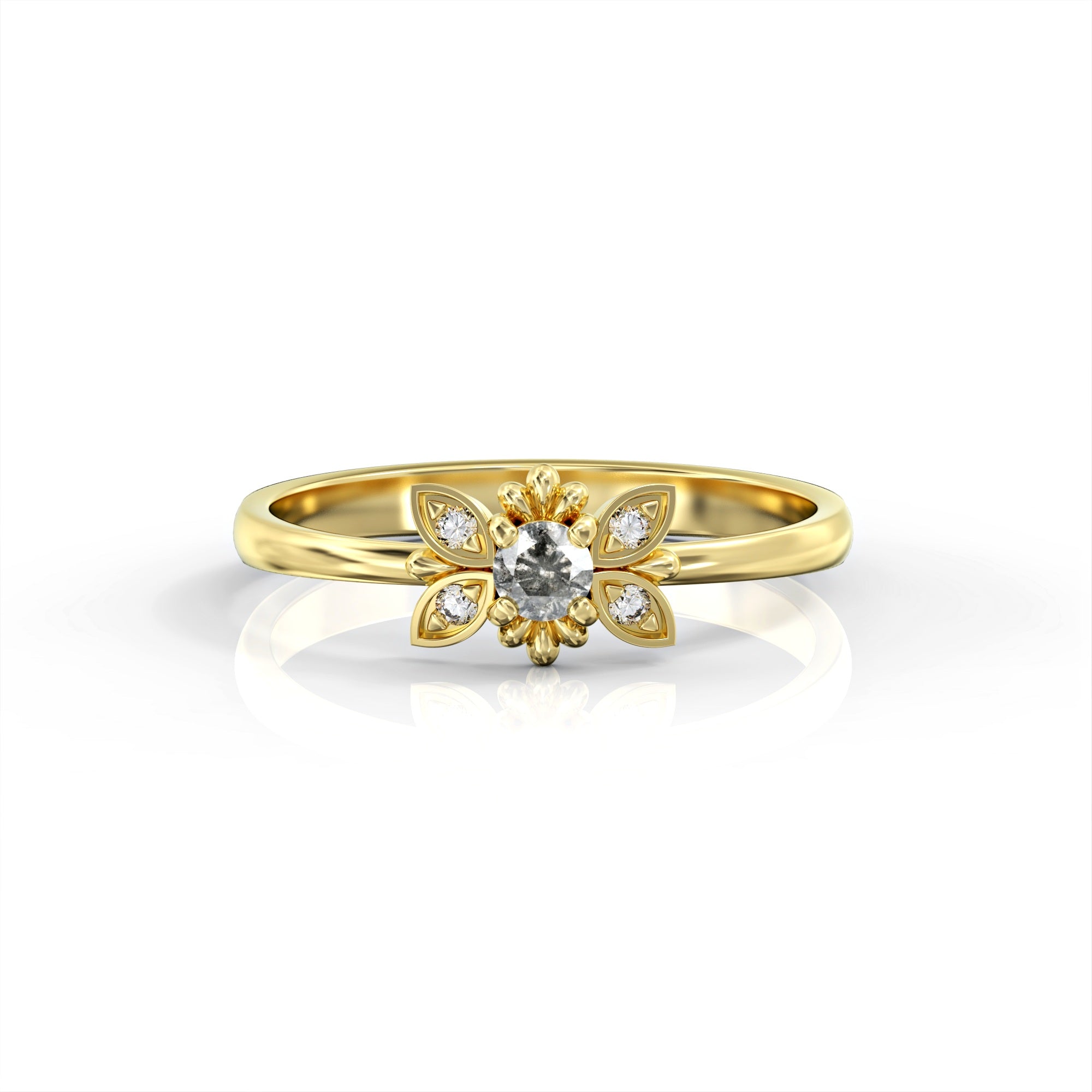 Tenerife ring - salt and pepper diamond and white diamonds