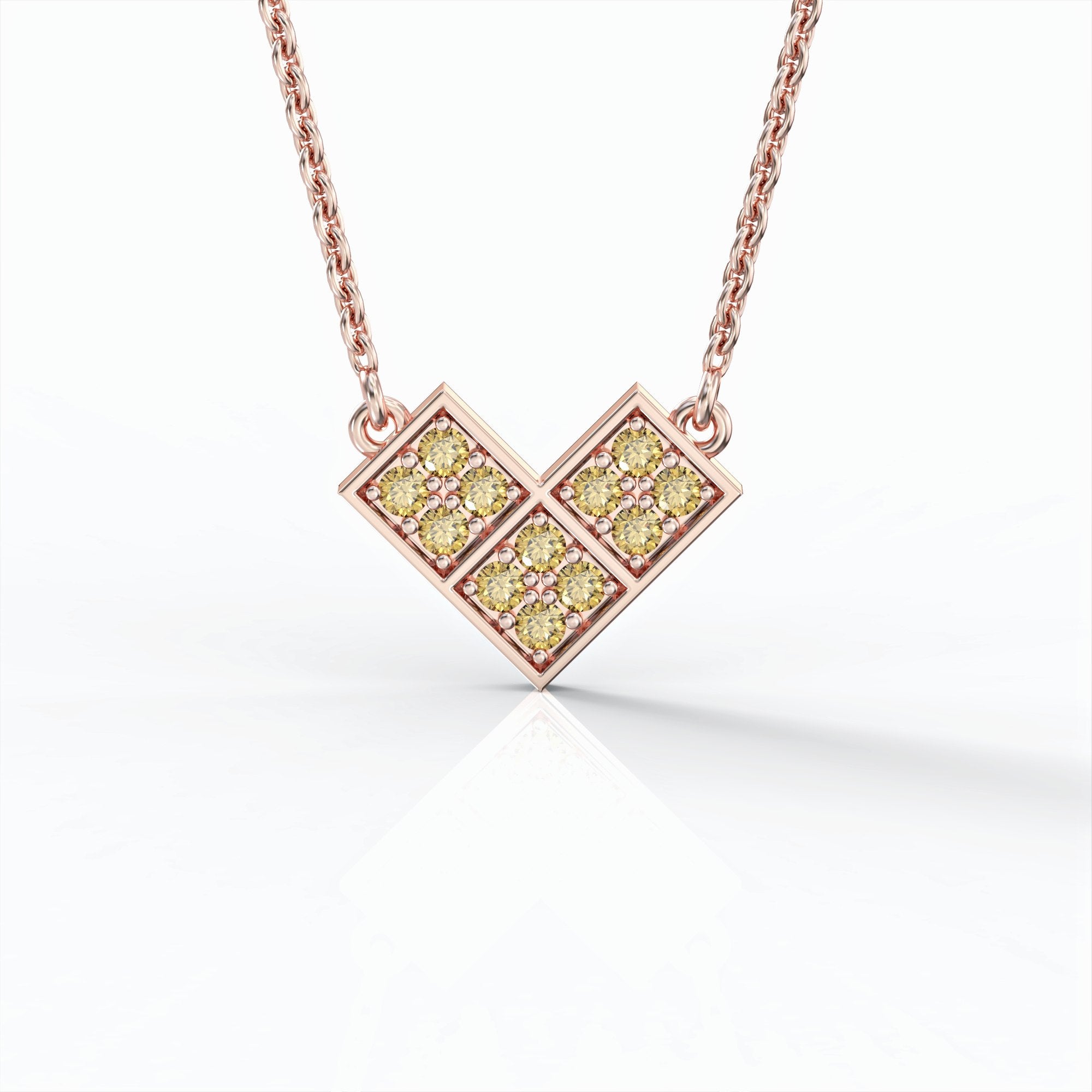 Sweet love - heart-shaped pendant necklace studded with diamonds
