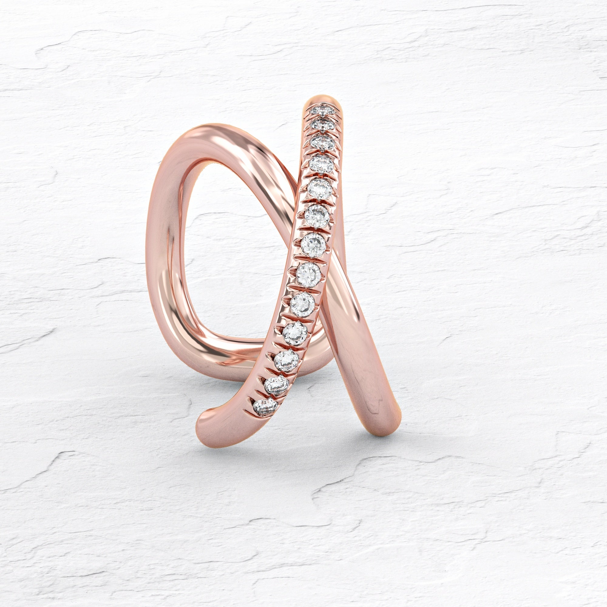 עגיל מיקונוס- עגיל חבק איקס יהלומים