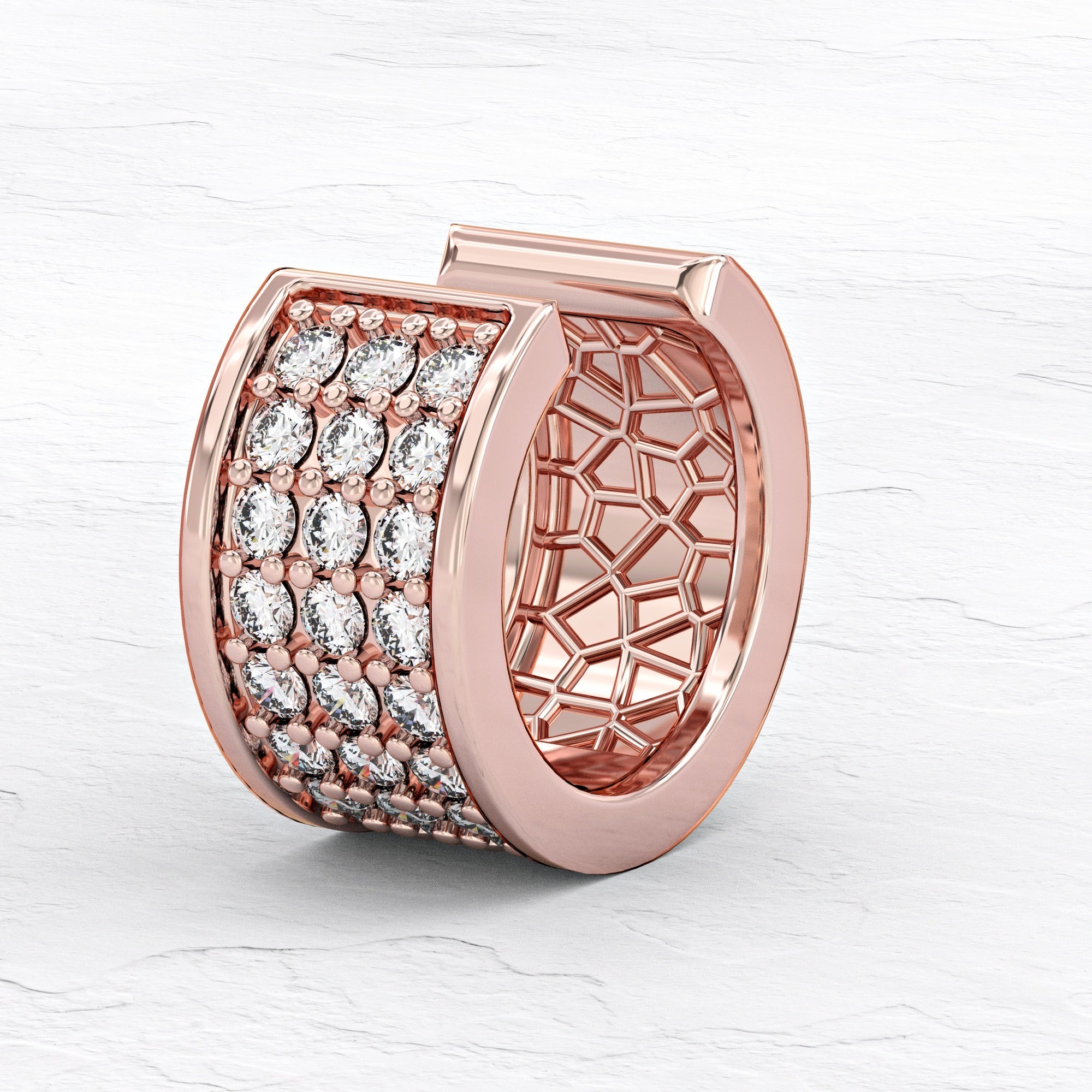 עגיל מיקונוס Trio- עגיל חבק איקס יהלומים