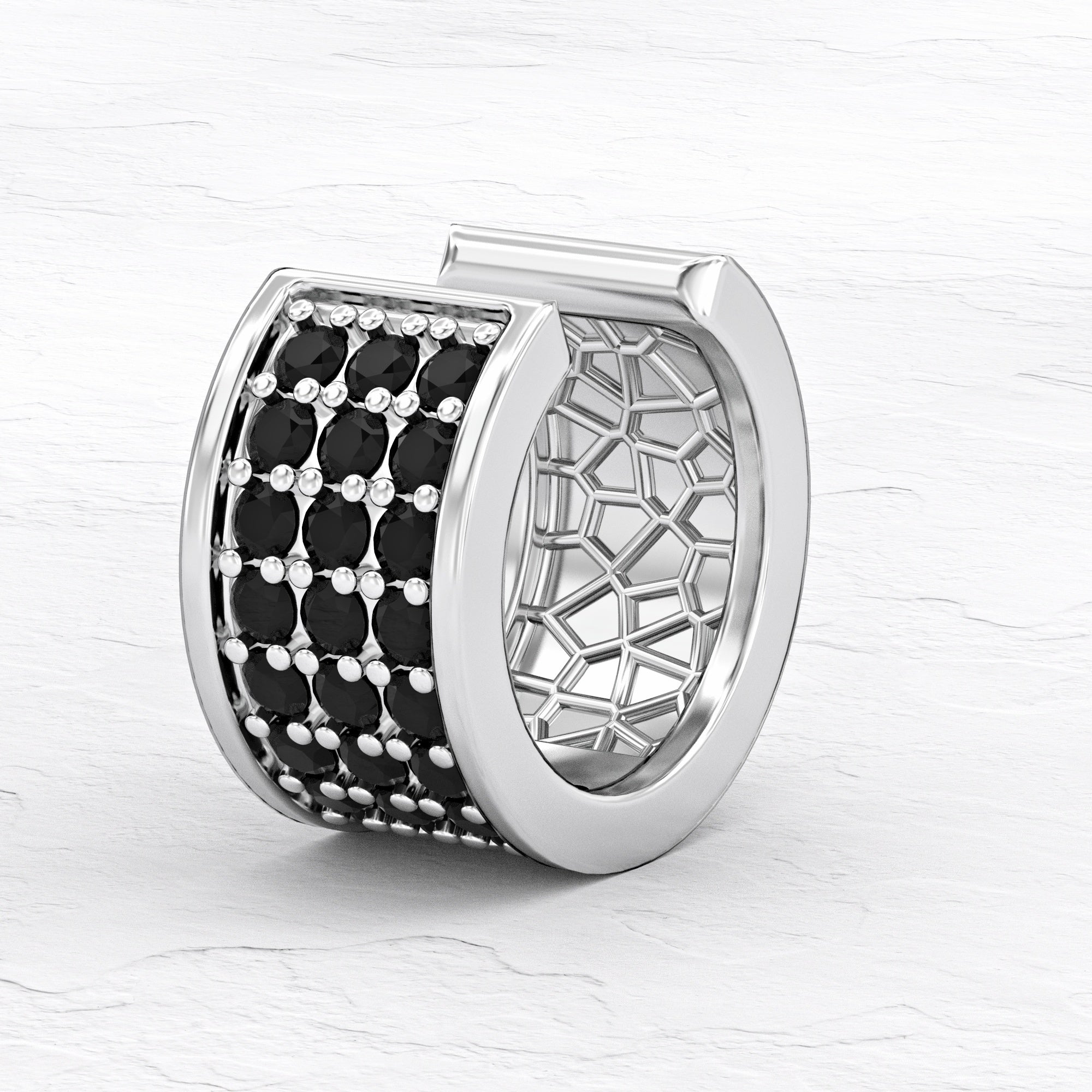 Mykonos Trio earring - black diamond X hug earring