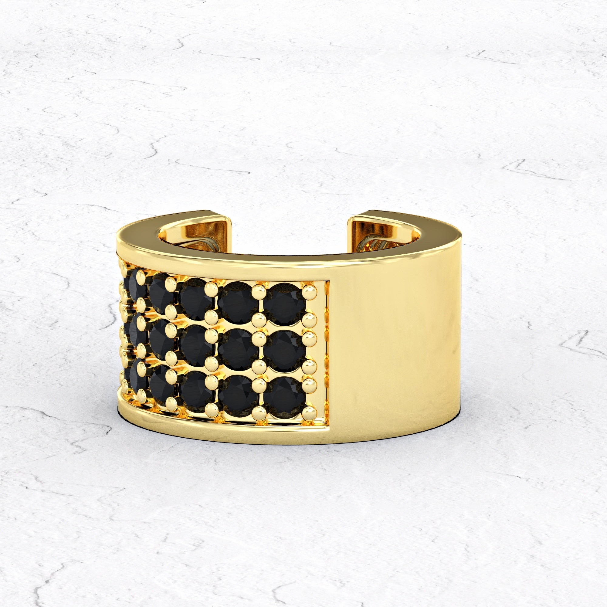 Mykonos Trio earring - black diamond X hug earring