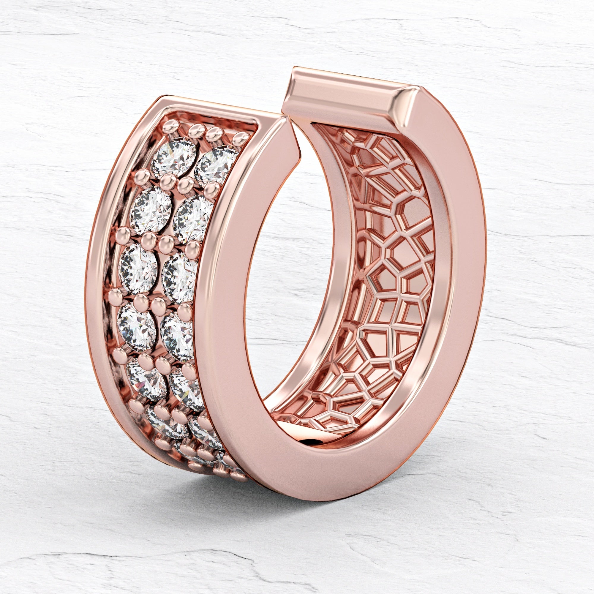 עגיל מיקונוס Duo- עגיל חבק איקס יהלומים