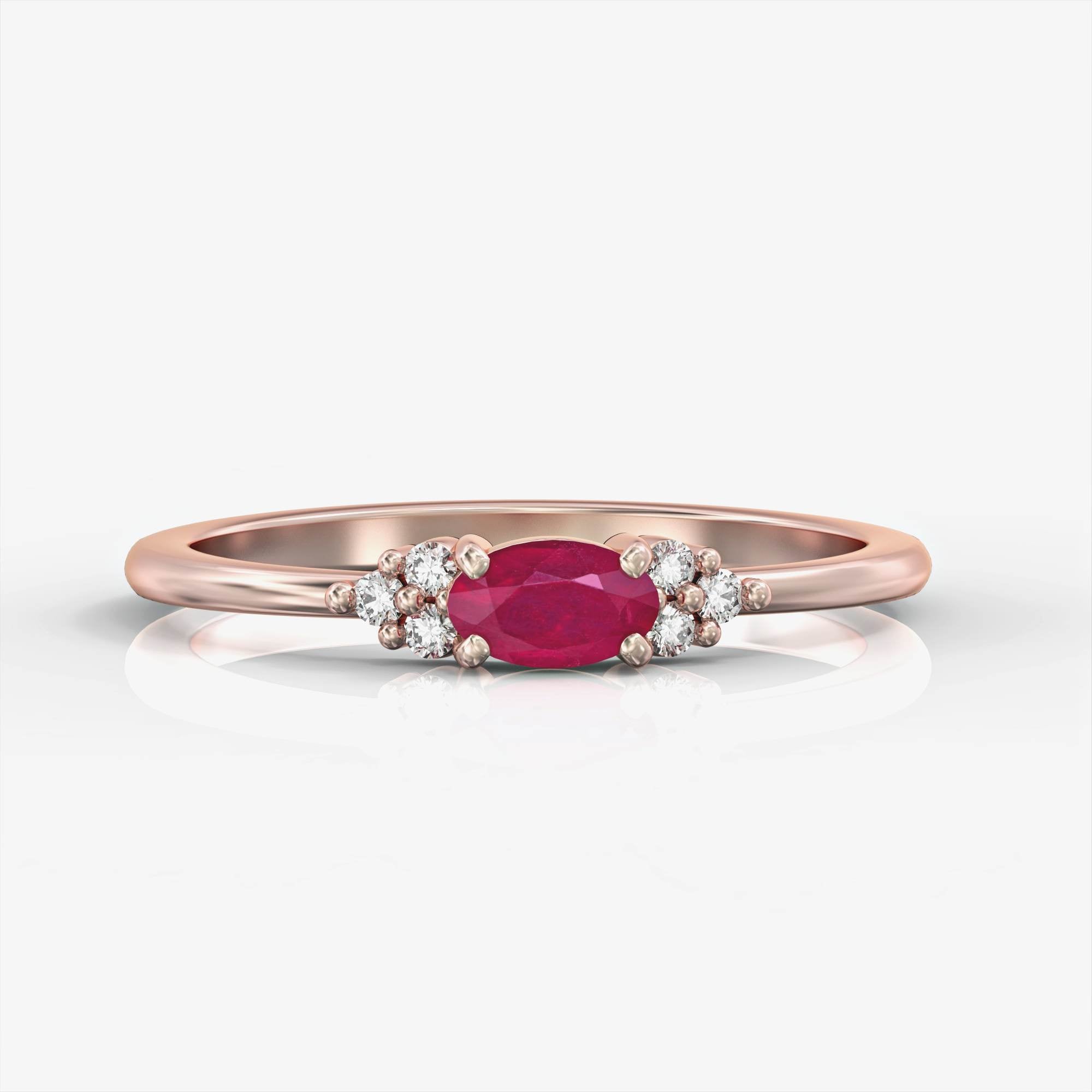 Bella ring - ring set with Bella rubies and diamonds 