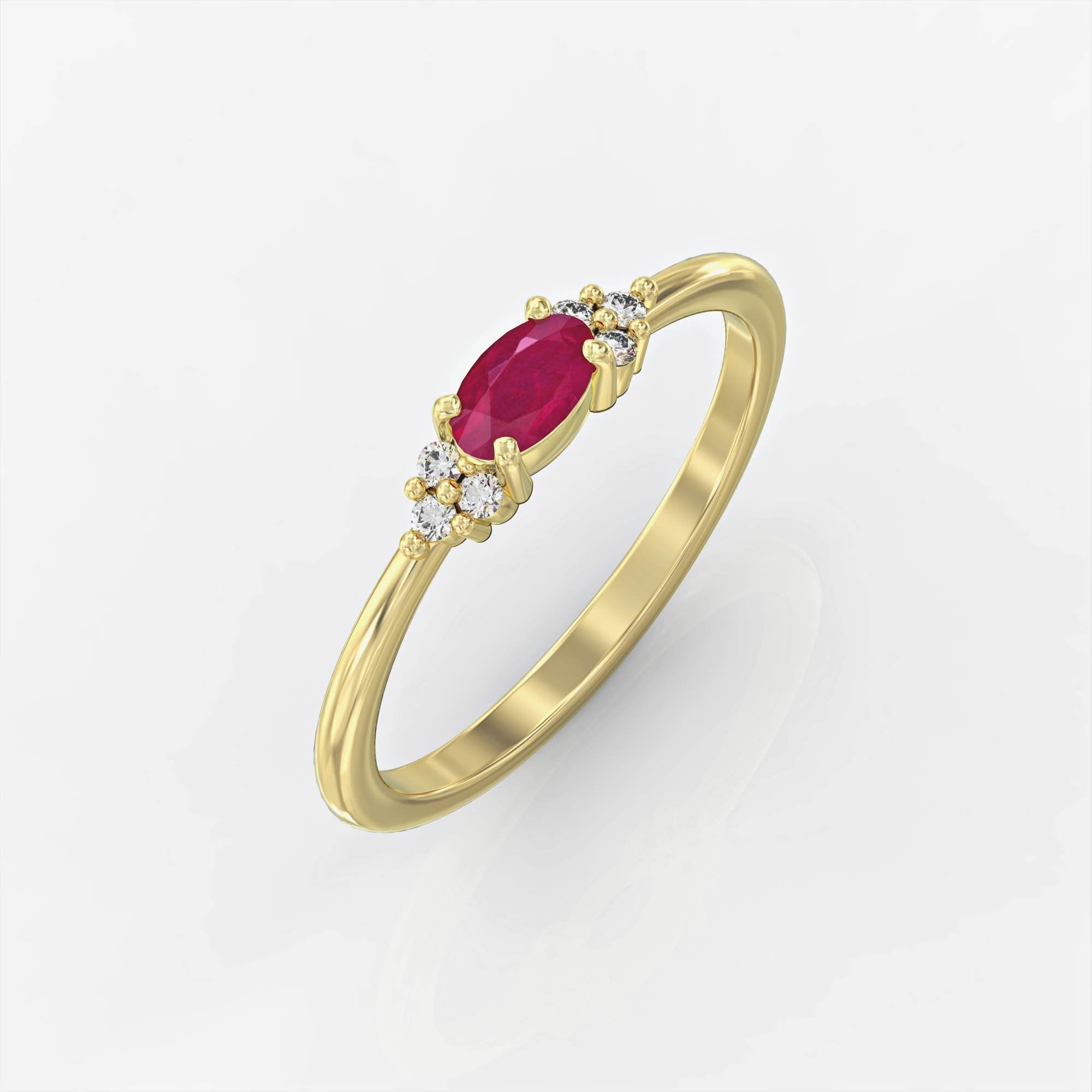 Bella ring - ring set with Bella rubies and diamonds 